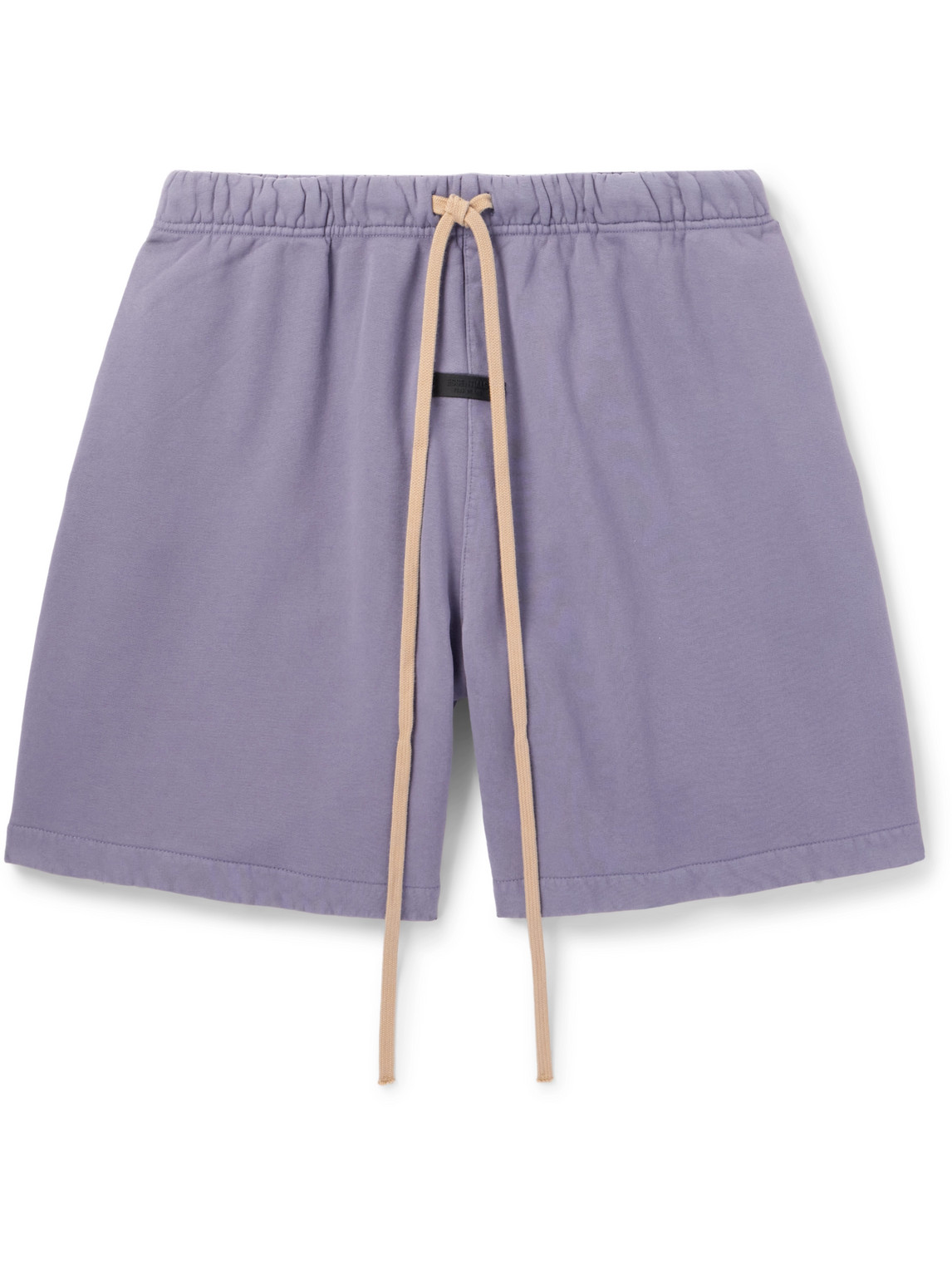 Essentials Wide-leg Logo-appliquéd Cotton-jersey Drawstring Shorts In Purple