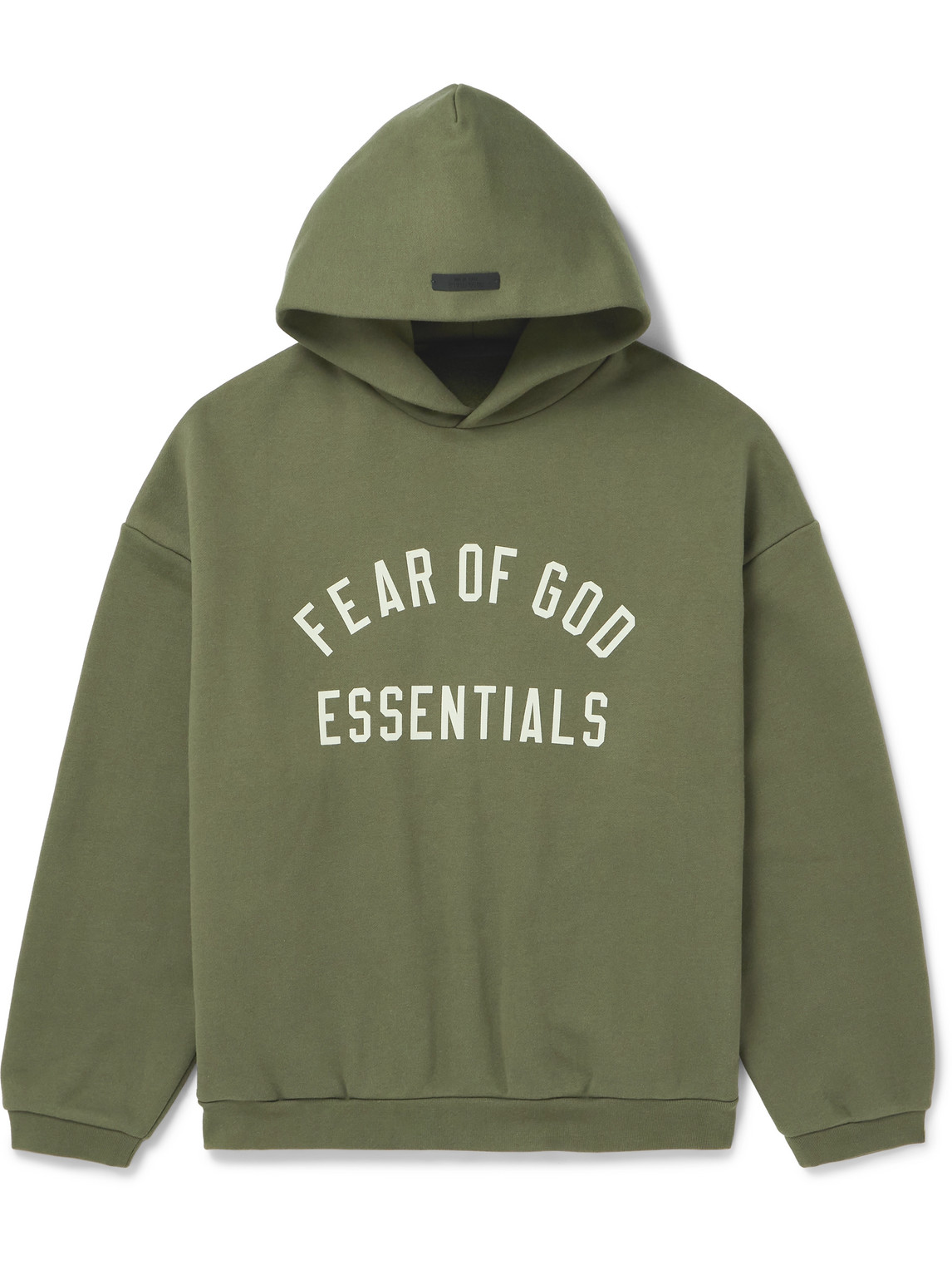 Essentials Oversized Logo-print Cotton-blend Jersey Hoodie In Green