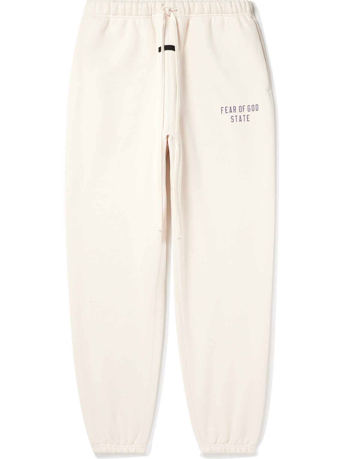 Essentials Tapered Logo-print Appliquéd Cotton-blend Jersey Sweatpants In White