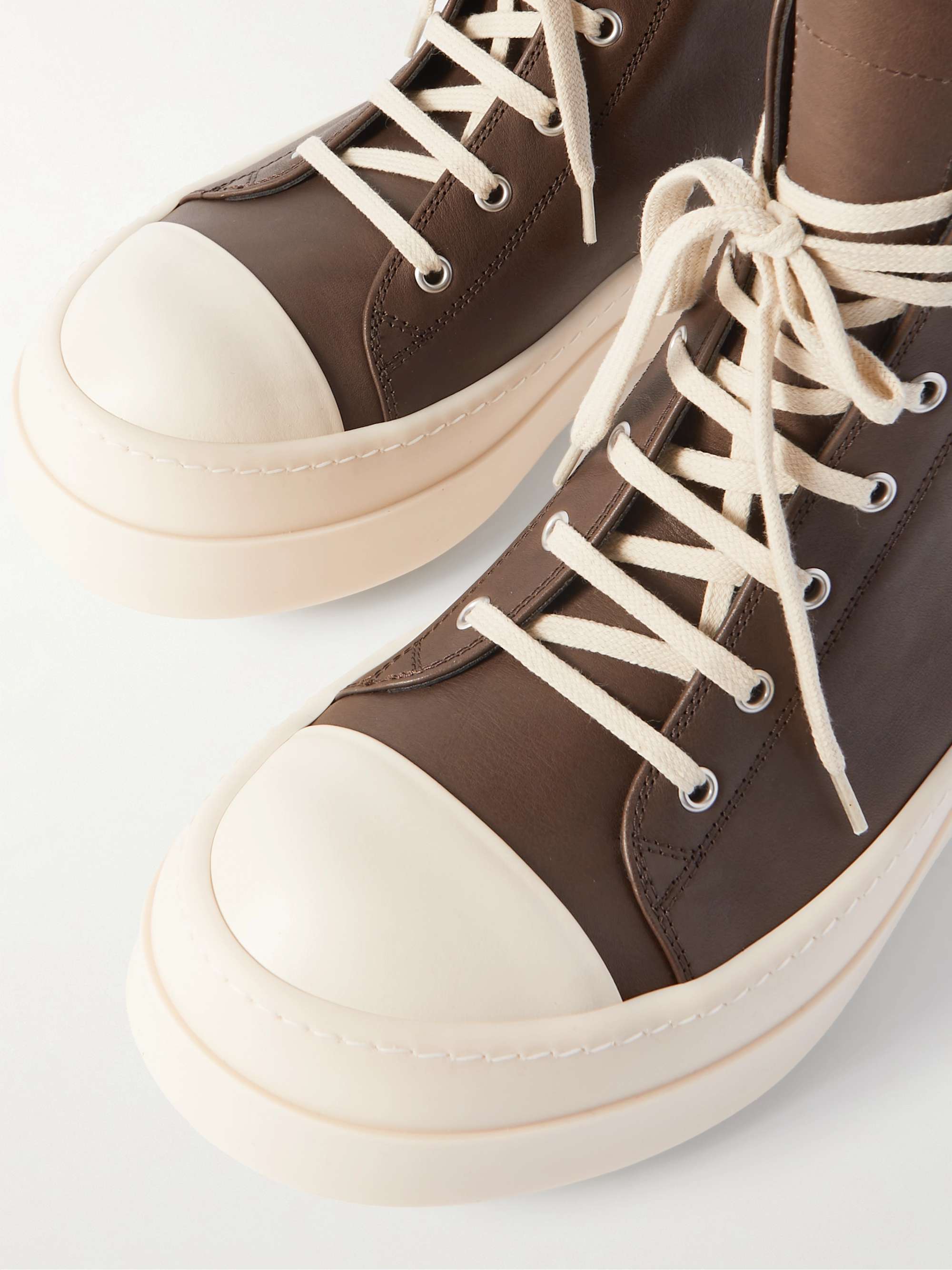 Brown Leather High-Top Sneakers | RICK OWENS | MR PORTER