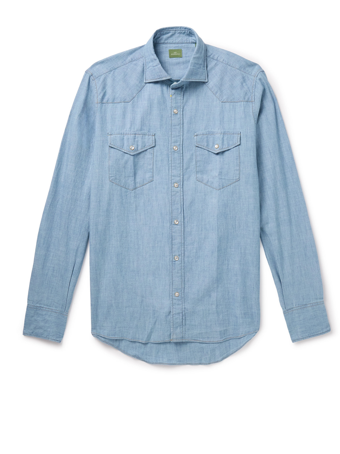 Sid Mashburn Slim-fit Cotton-chambray Western Shirt In Blue