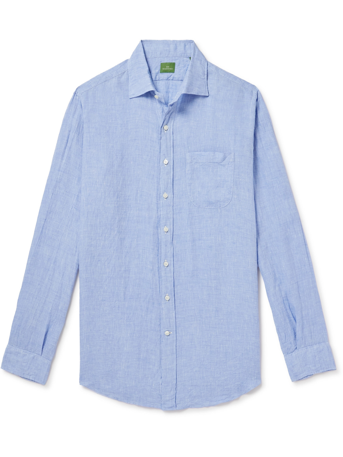 Shop Sid Mashburn Slim-fit Spread-collar Linen Shirt In Blue