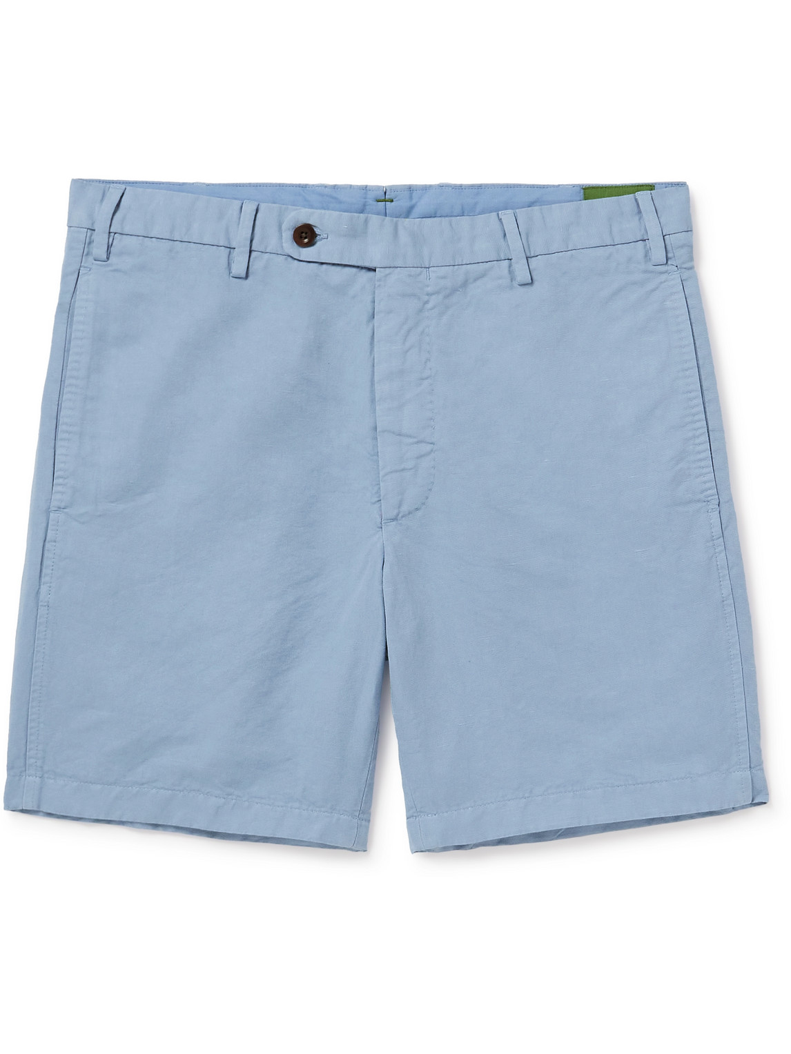 Sid Mashburn Sport Straight-leg Garment-dyed Cotton And Linen-blend Twill Shorts In Blue