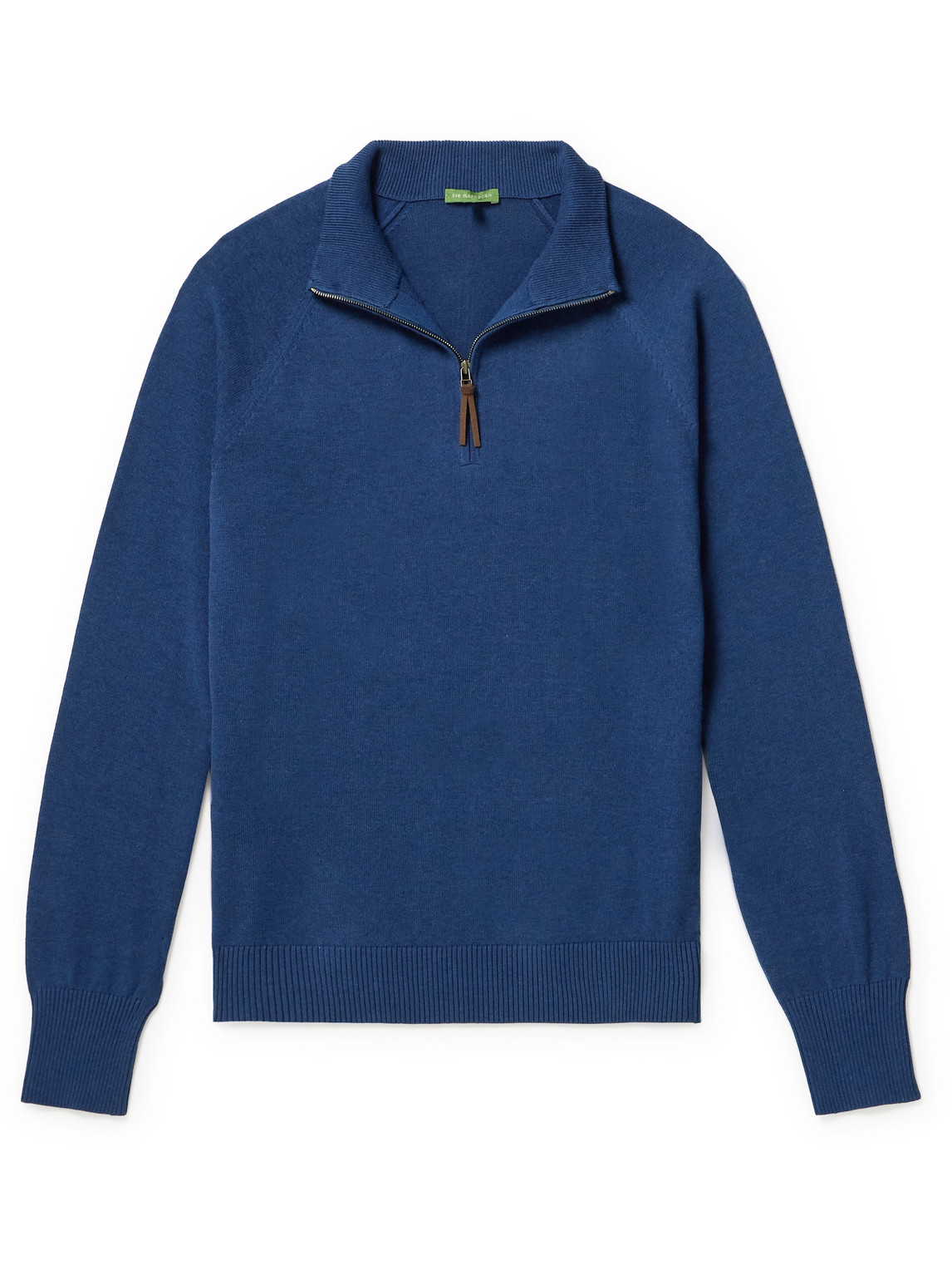 Sid Mashburn Cotton Half-zip Sweater In Blue
