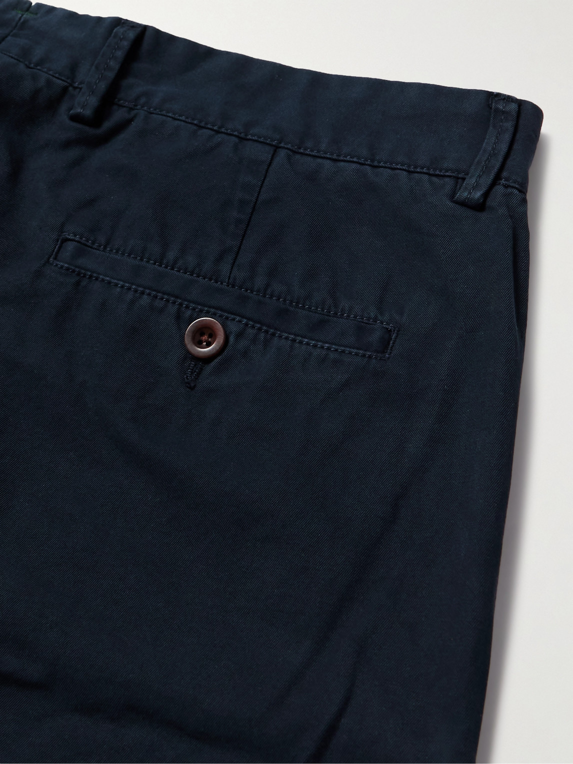 Shop Sid Mashburn Field Slim-fit Tapered Garment-dyed Cotton-twill Trousers In Blue