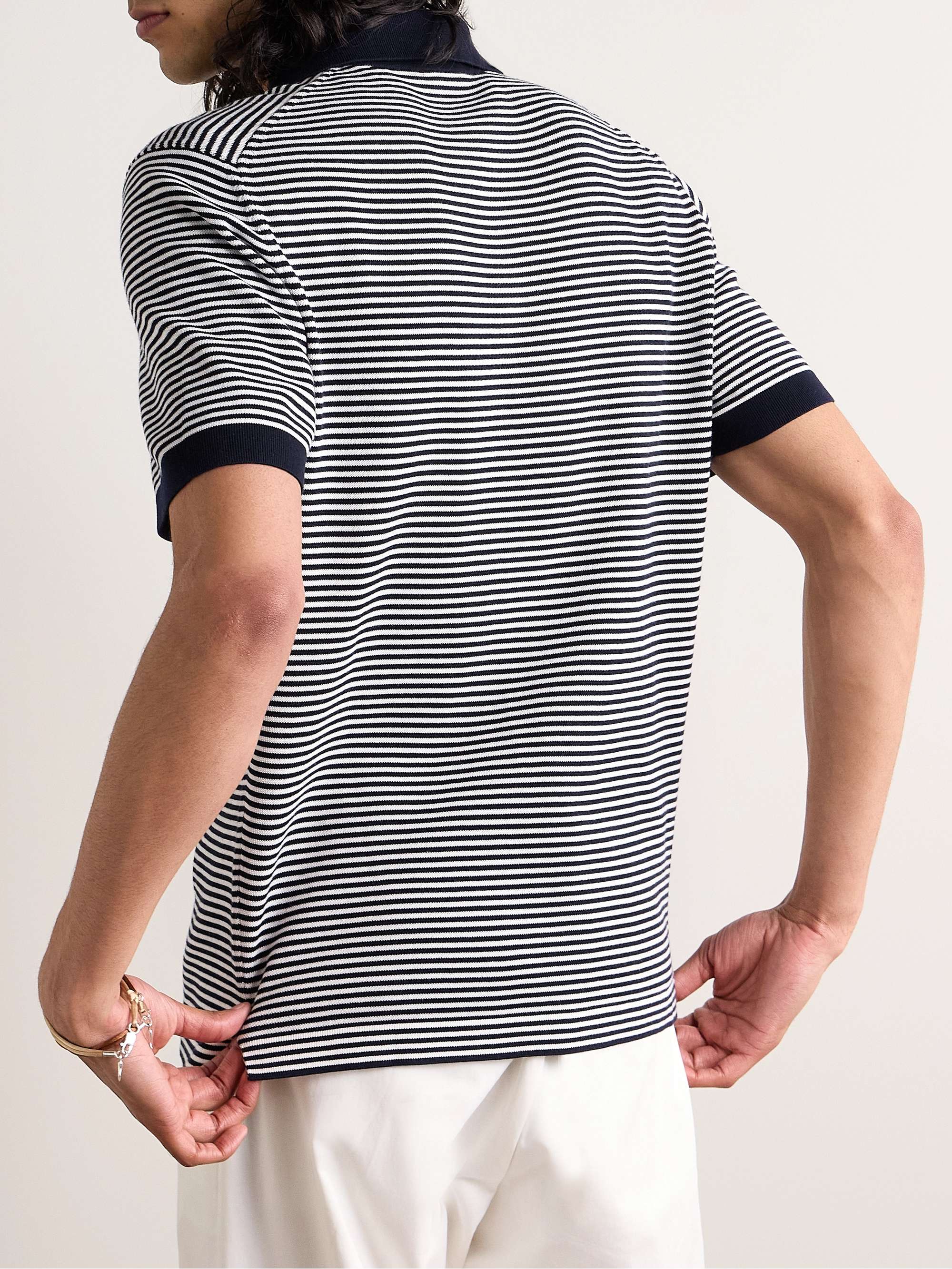 SID MASHBURN Striped Cotton Polo Shirt