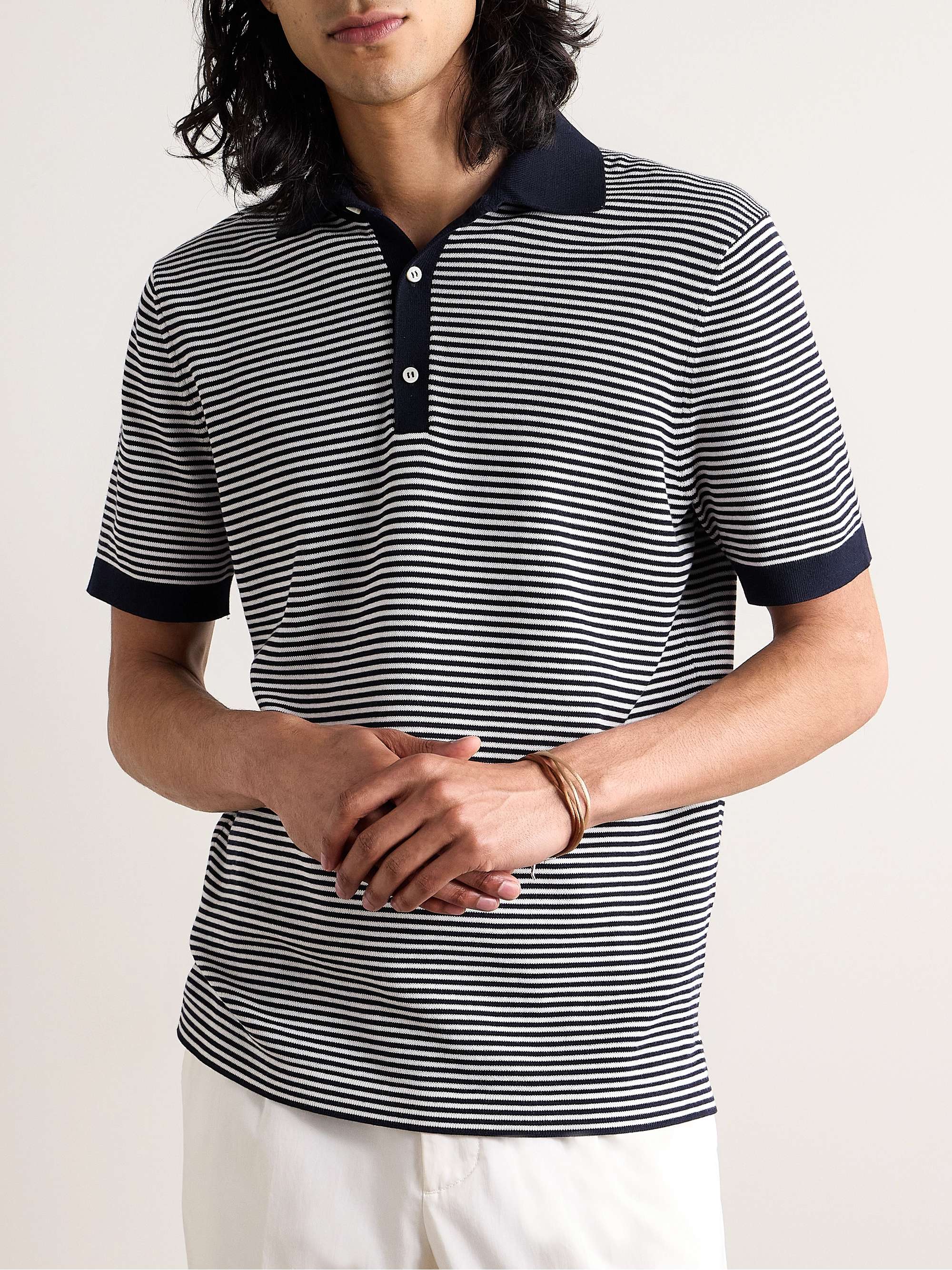 SID MASHBURN Striped Cotton Polo Shirt