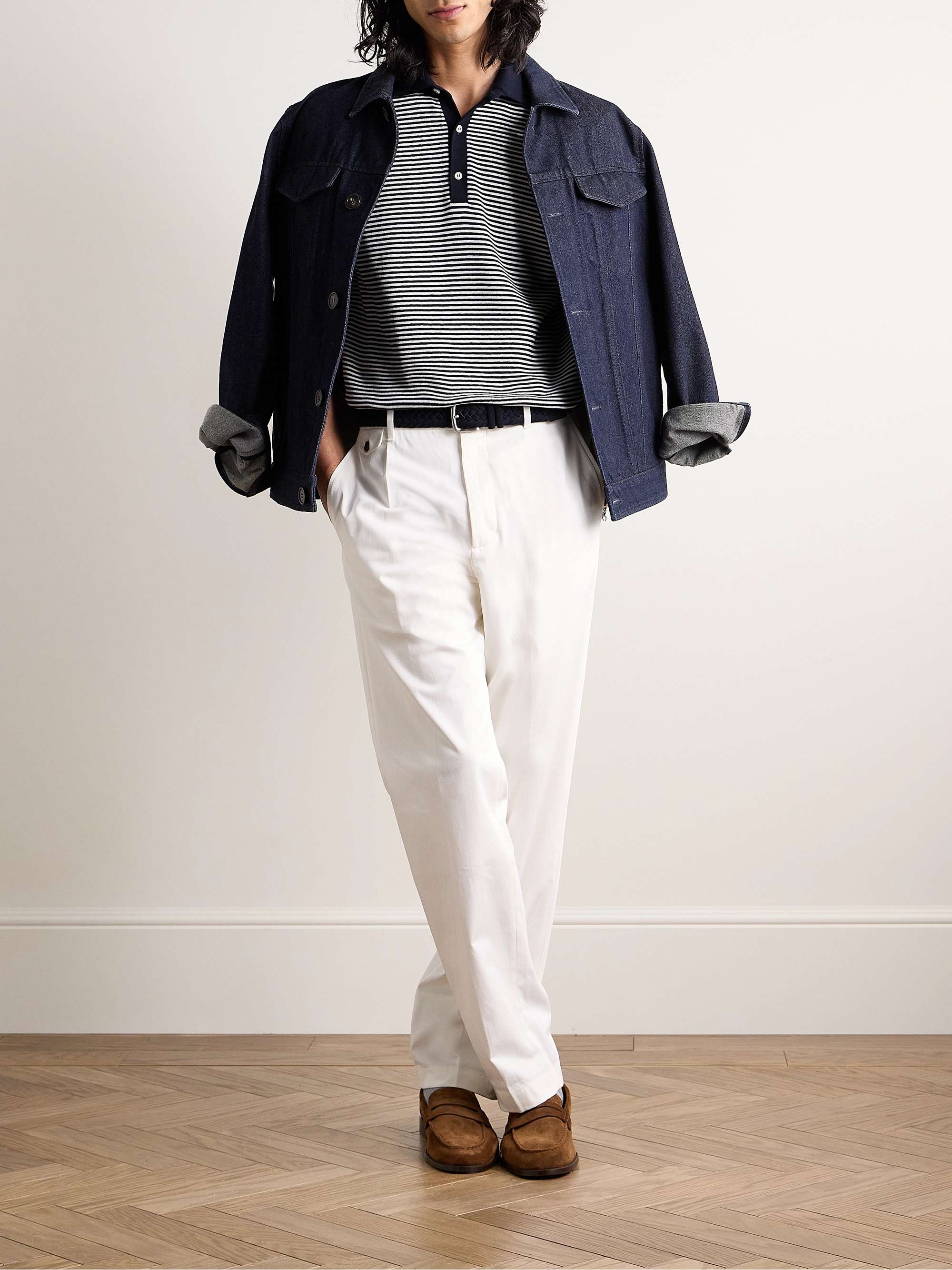SID MASHBURN Striped Cotton Polo Shirt