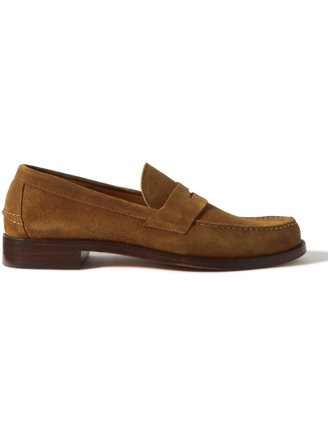 Sid Mashburn Suede Penny Loafers In Brown