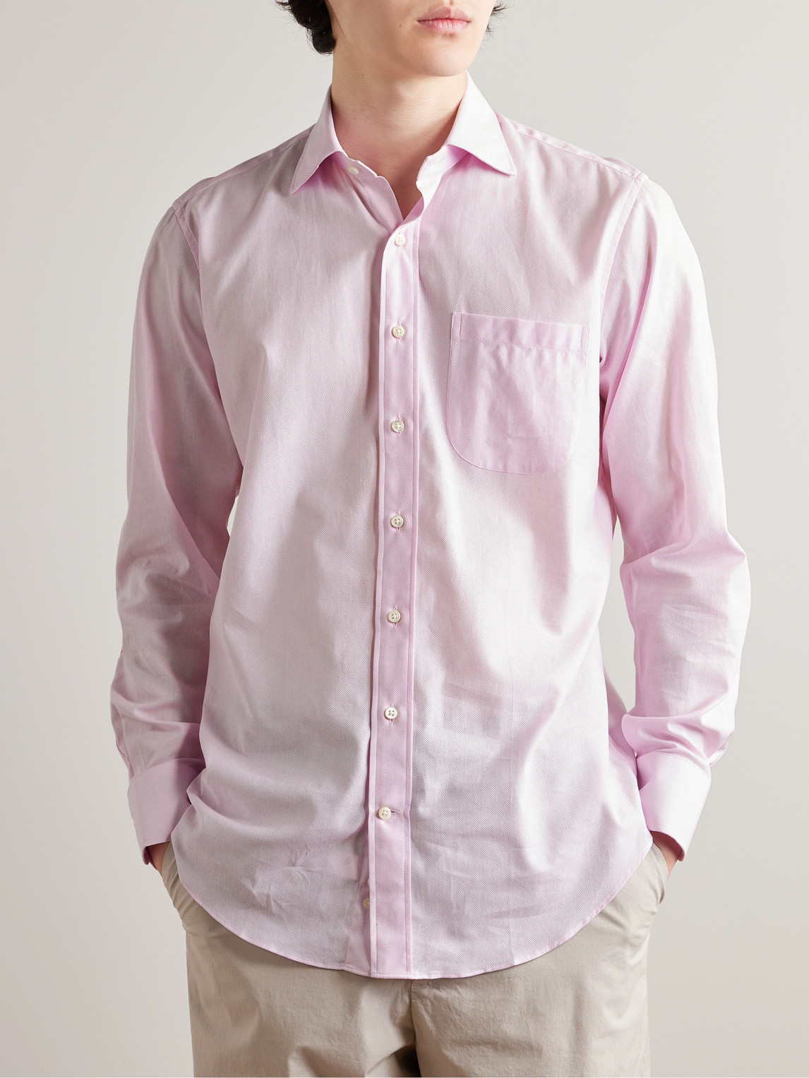  Sid Mashburn - Textured-cotton Shirt - Men - Pink - Uk/us 16.5 