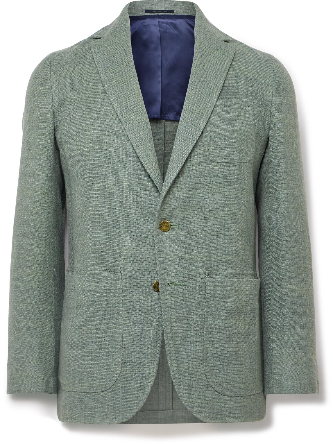 Sid Mashburn Ghost Slim-fit Unstructured Silk, Linen And Cotton-blend Blazer In Green