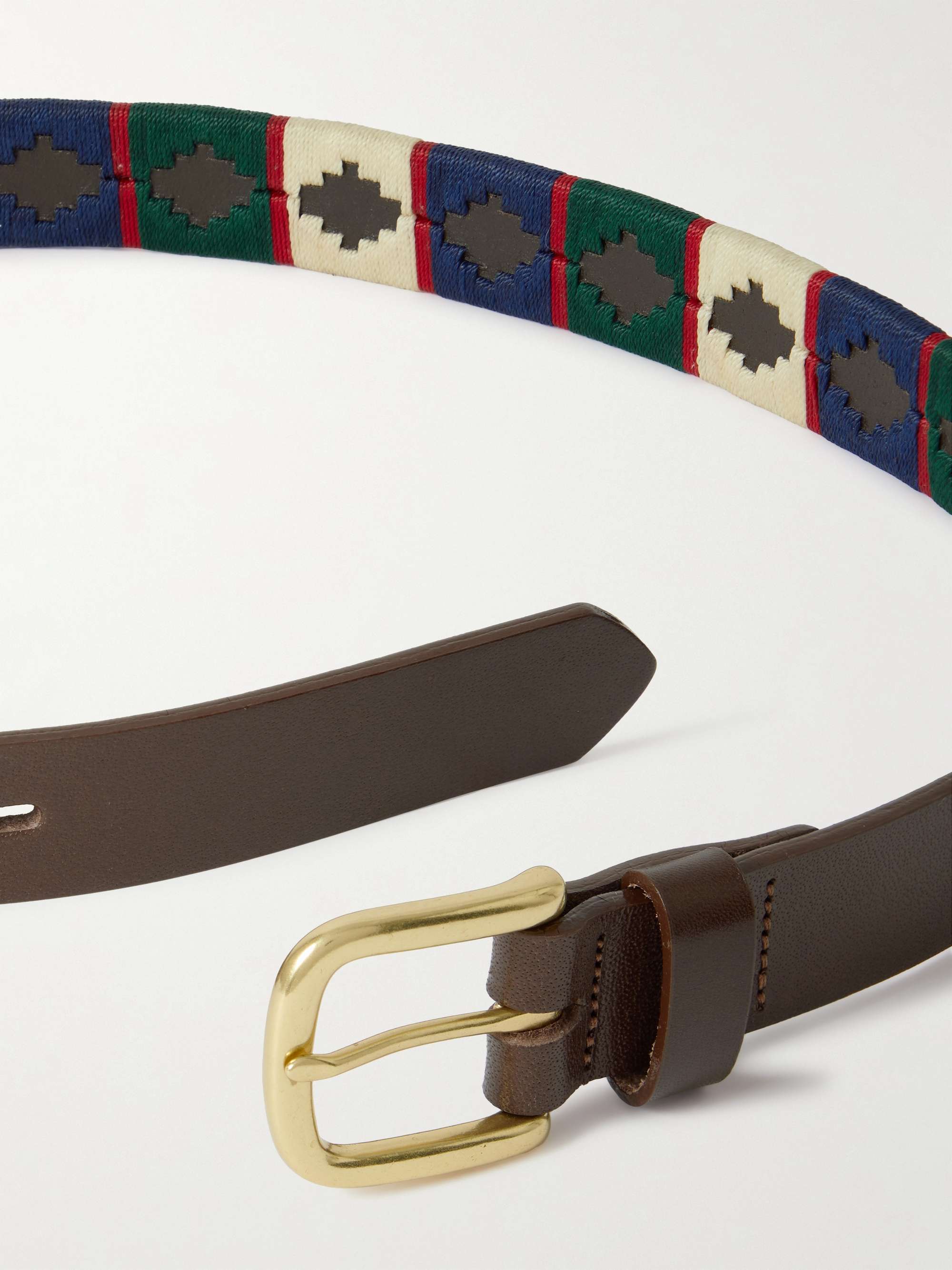 SID MASHBURN Polo 2.8cm Embroidered Leather Belt
