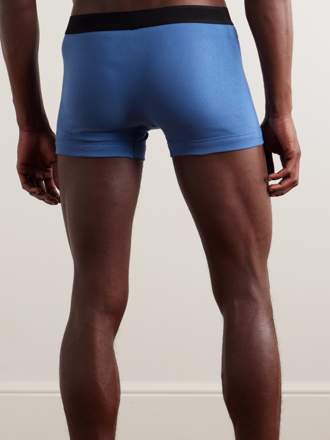 Tom Ford Logo-waistband Cotton Boxers In Blue