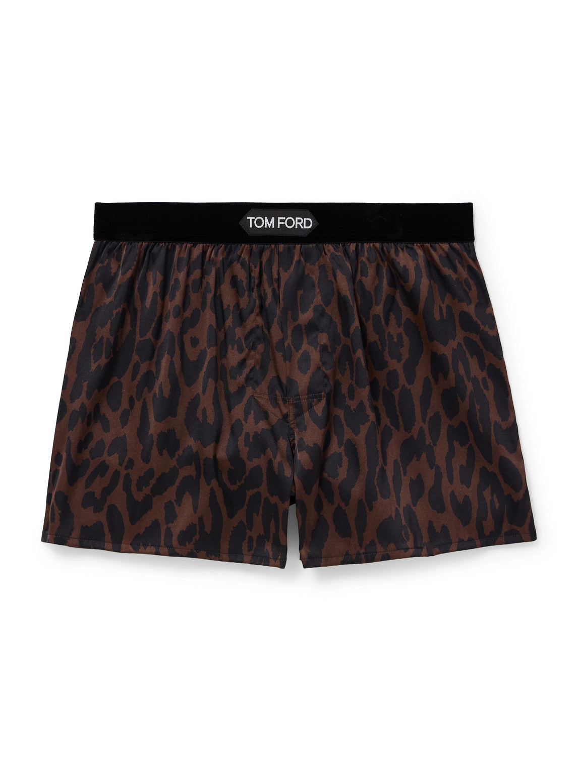 Tom Ford Cheetah-print Stretch-silk Boxer Shorts In Brown