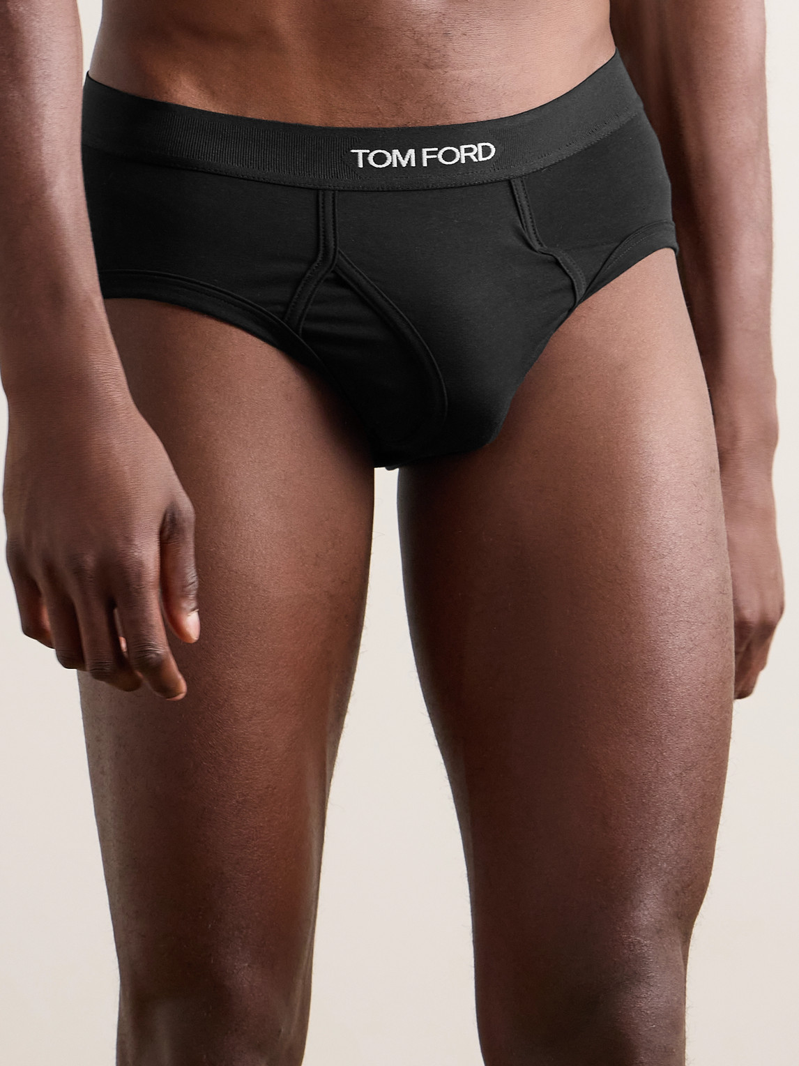 Tom Ford Two-pack Stretch Cotton And Modal-blend Briefs In Black
