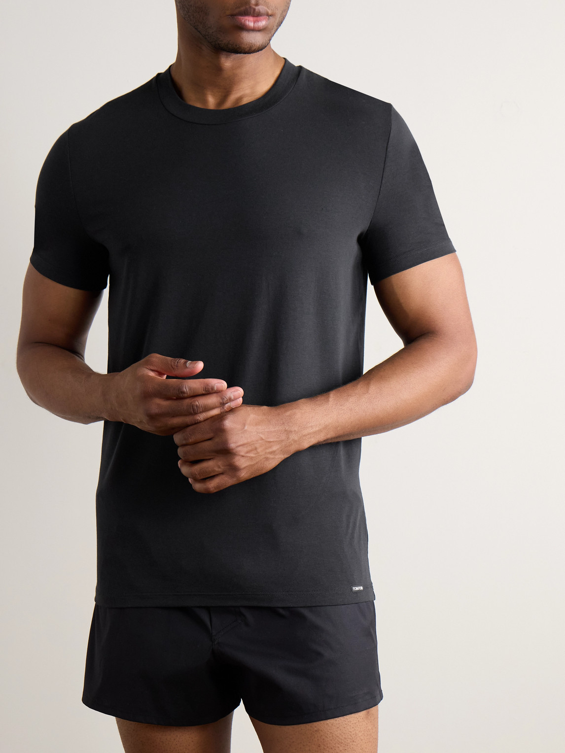 Tom Ford Slim-fit Stretch Cotton And Modal-blend T-shirt In Black