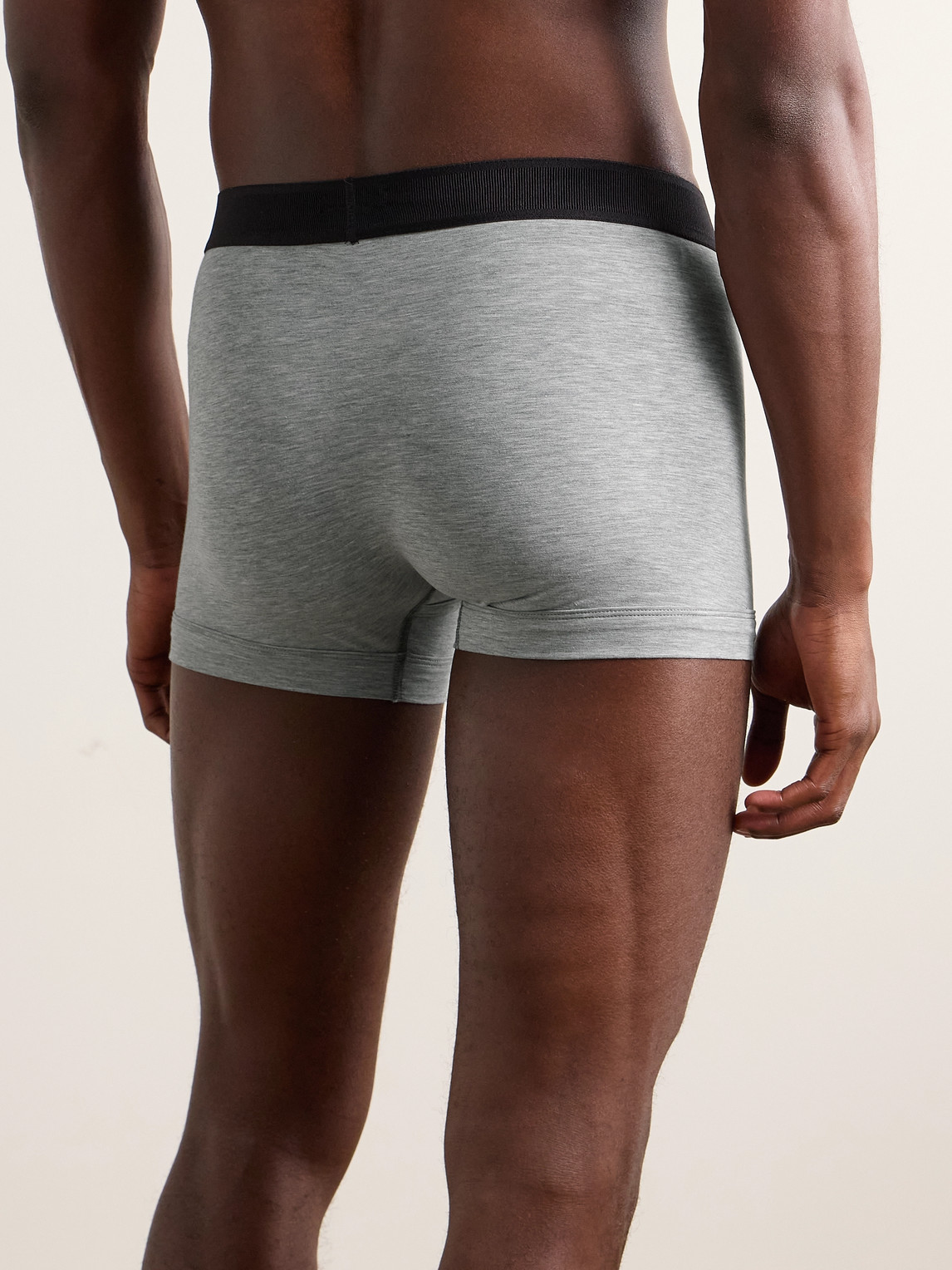 Tom Ford Logo-embroidered Cotton-blend Jersey Boxers In Gray