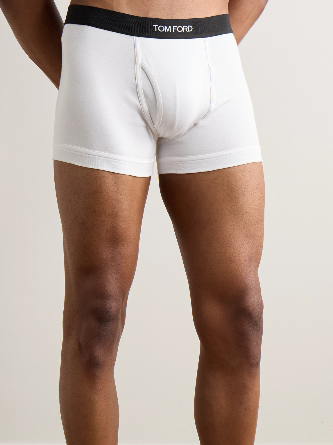 Tom Ford Mens Grey Logo-waistband Stretch-cotton Boxers Pack Of Two In White