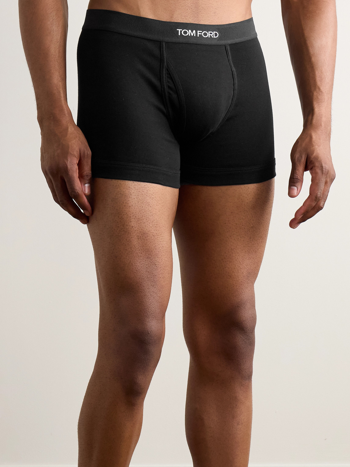 Tom Ford Cotton Blend Boxer Briefs In Black