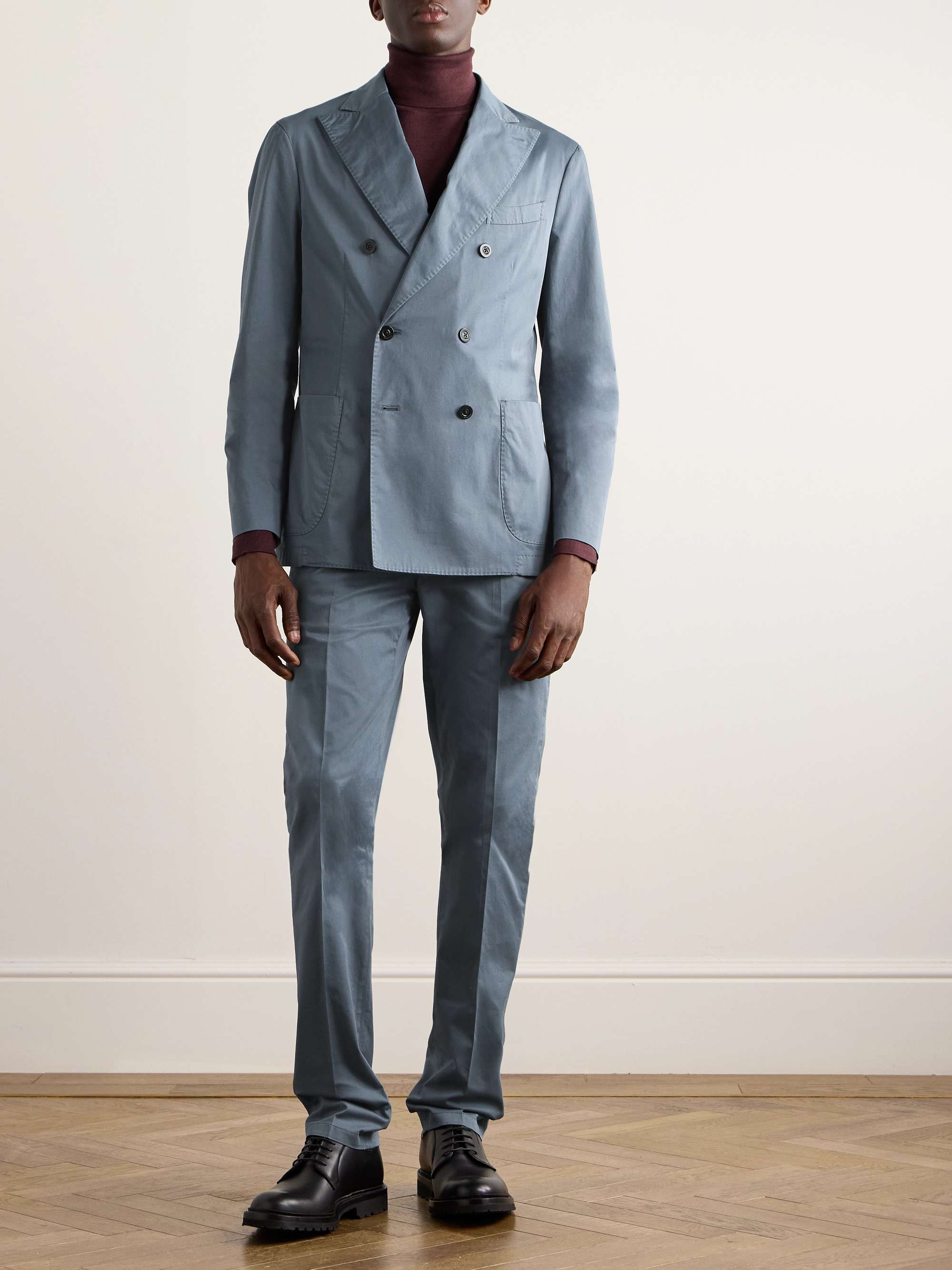 Dark blue 100% virgin wool B-line suit in Dark blue color