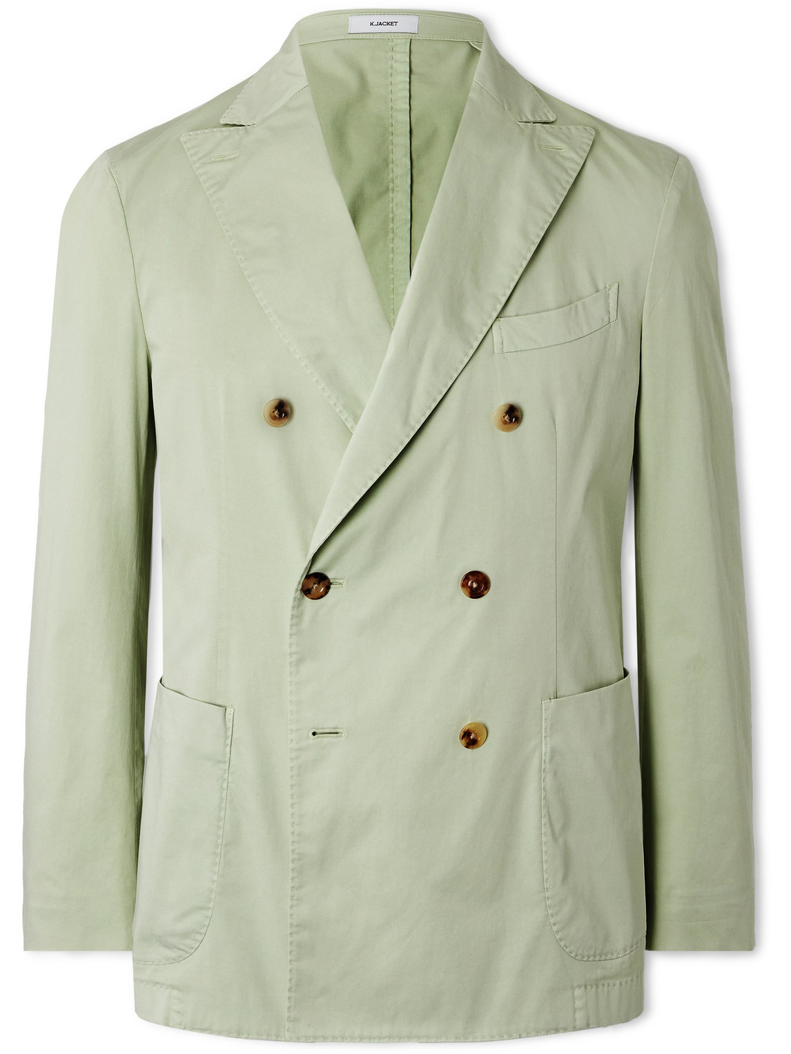 Boglioli - Slim-Fit Double-Breasted Cotton-Blend Suit Jacket - Men - Green - IT 50
