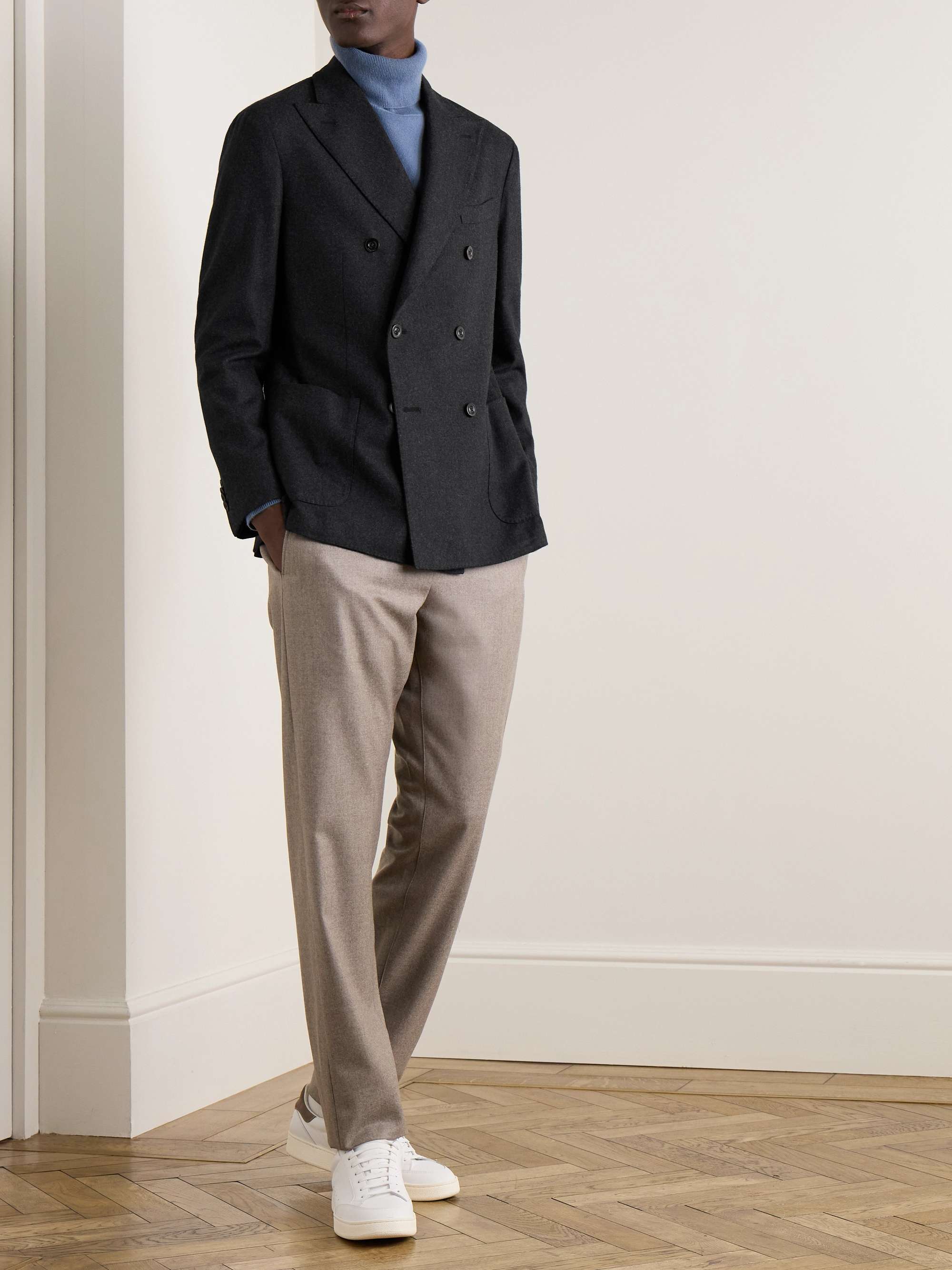 BOGLIOLI Double-Breasted Wool-Flannel Suit Jacket for Men BOGLIOLI Double-Breasted Wool-Flannel Suit Jacket for Men