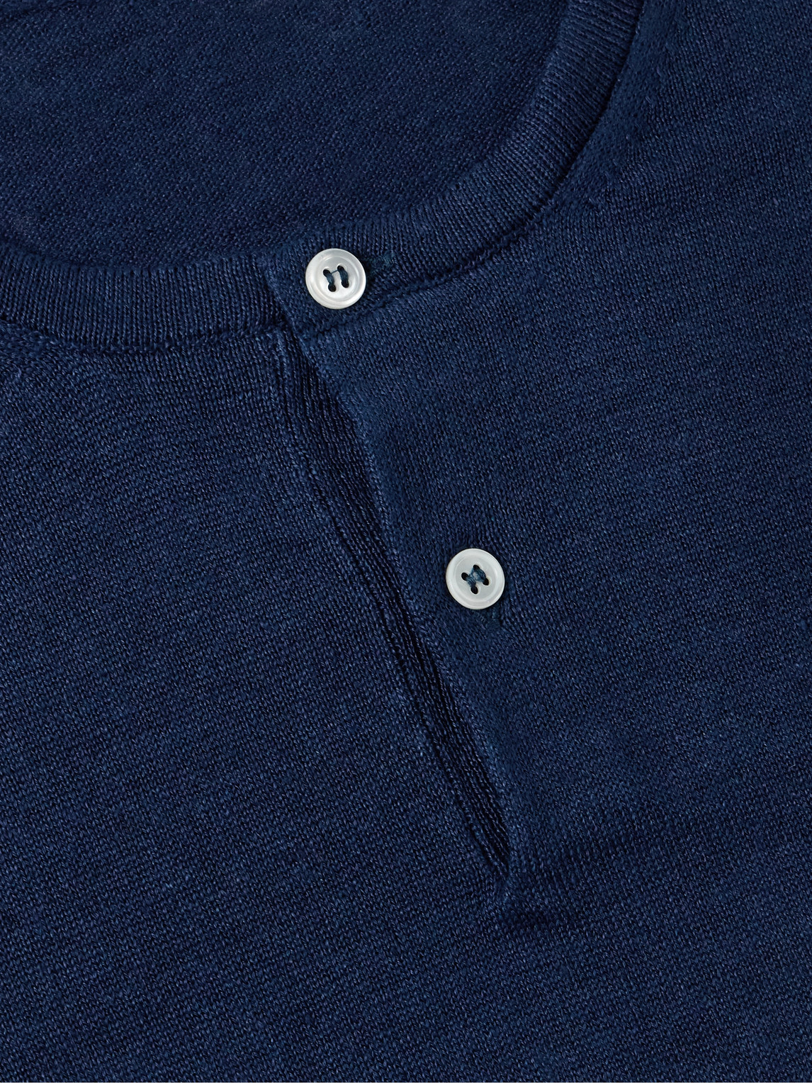 Shop Anderson & Sheppard Linen Henley T-shirt In Blue