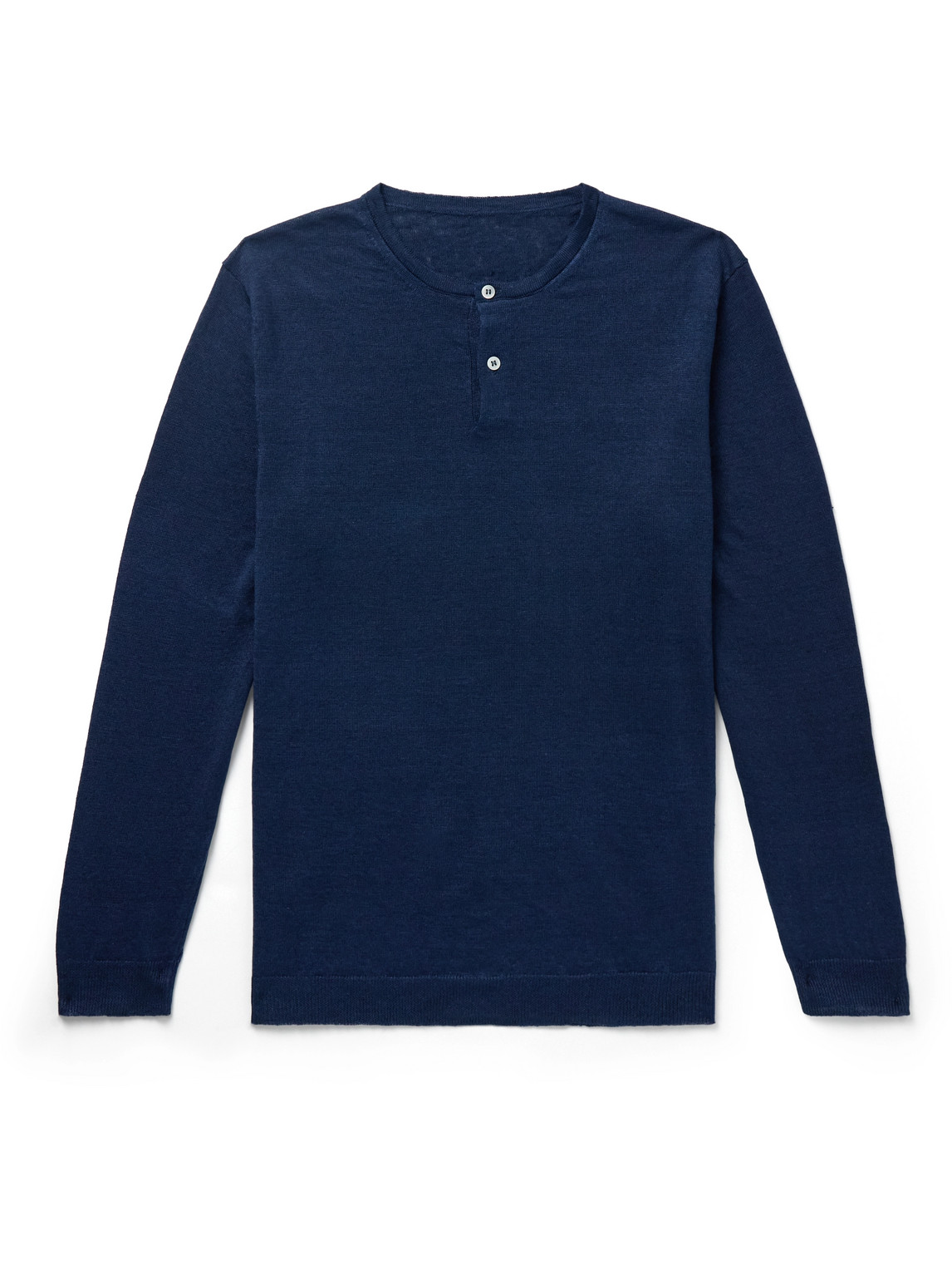 Anderson & Sheppard Linen Henley T-shirt In Blue