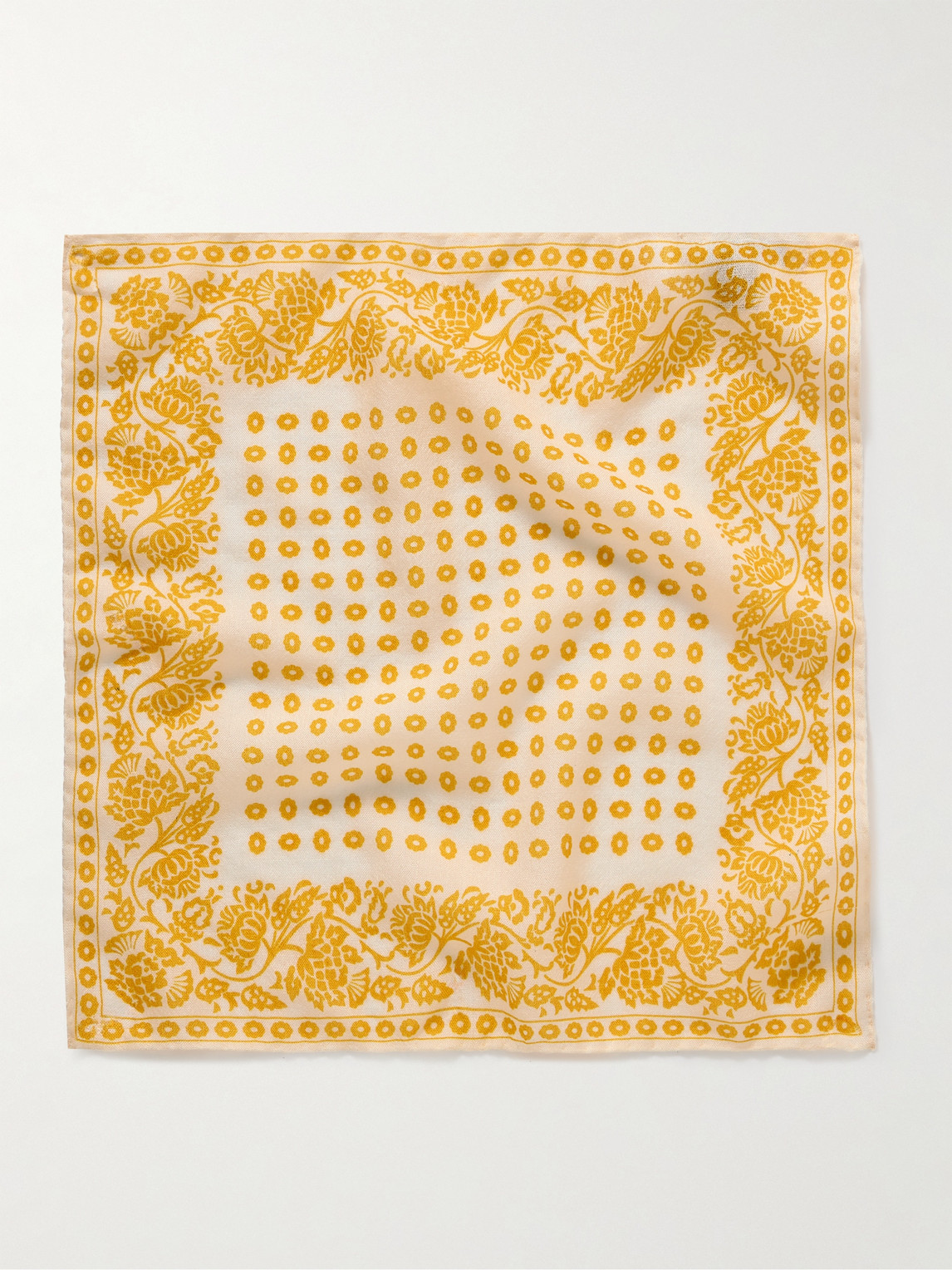 Shop Anderson & Sheppard Floral-print Cashmere Pocket Square In Yellow