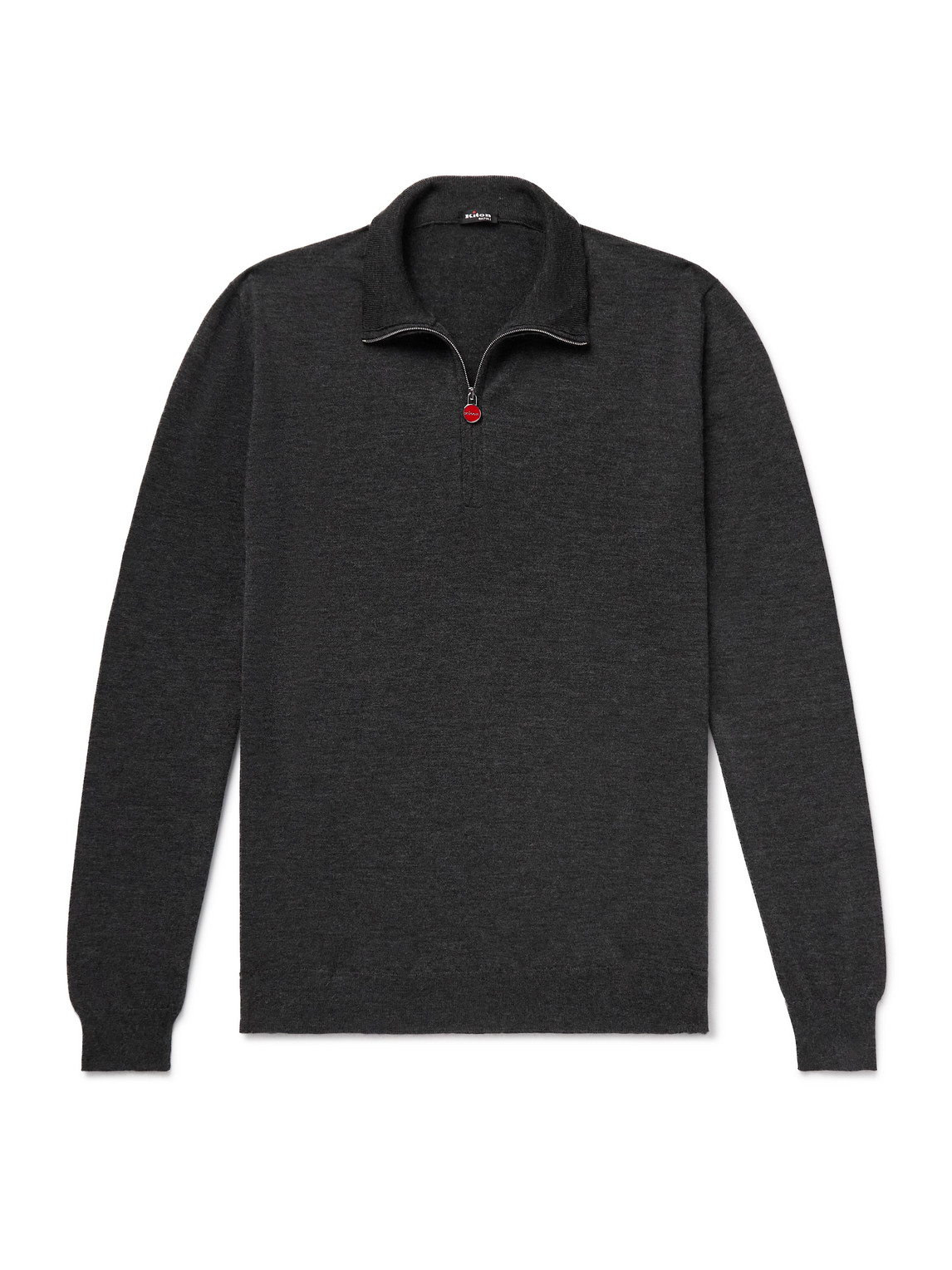 KITON CASHMERE AND SILK-BLEND HALF-ZIP POLO SHIRT