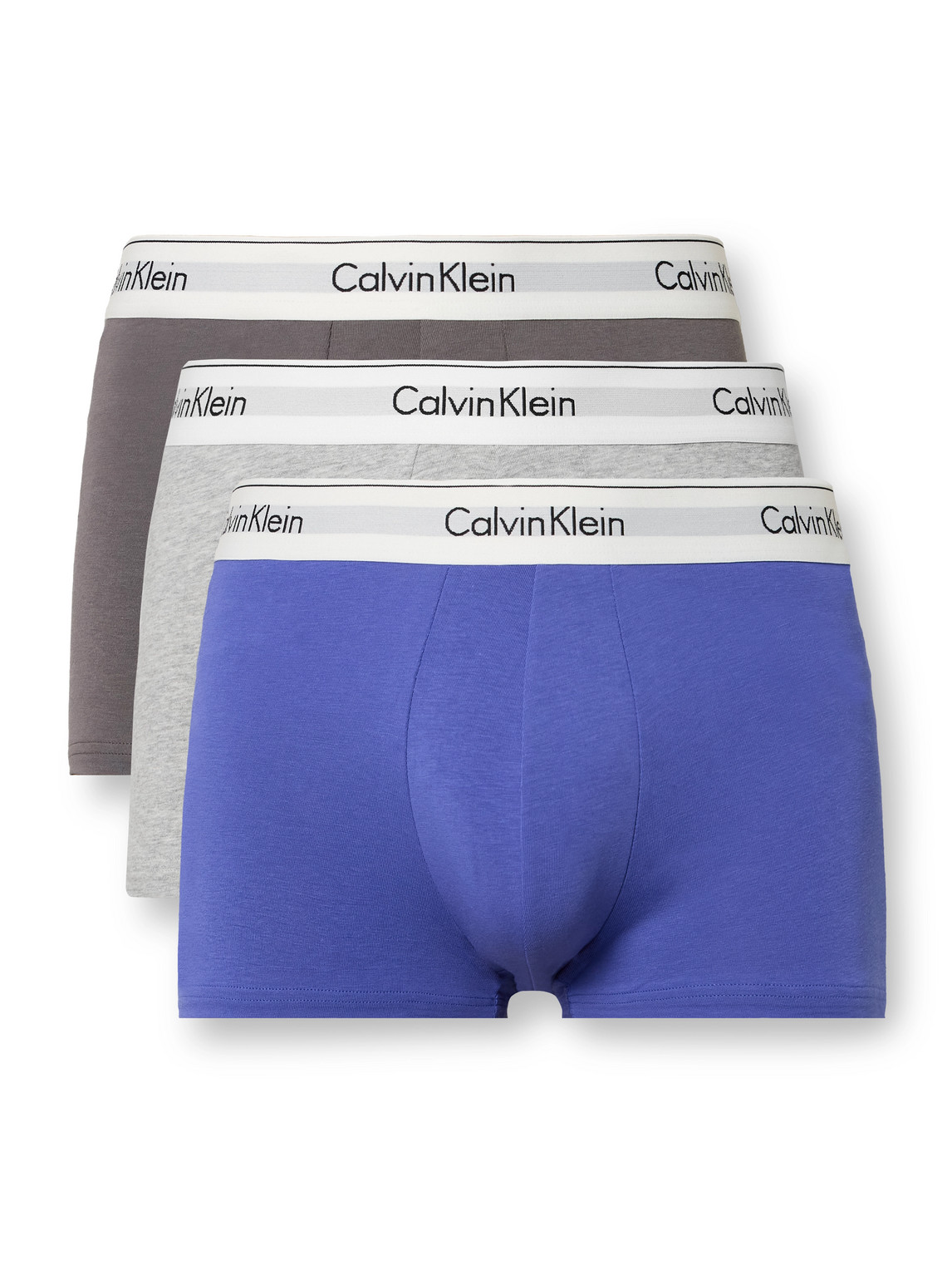 Calvin Klein Underwear Modern Three-pack Stretch-cotton Trunks In Grey