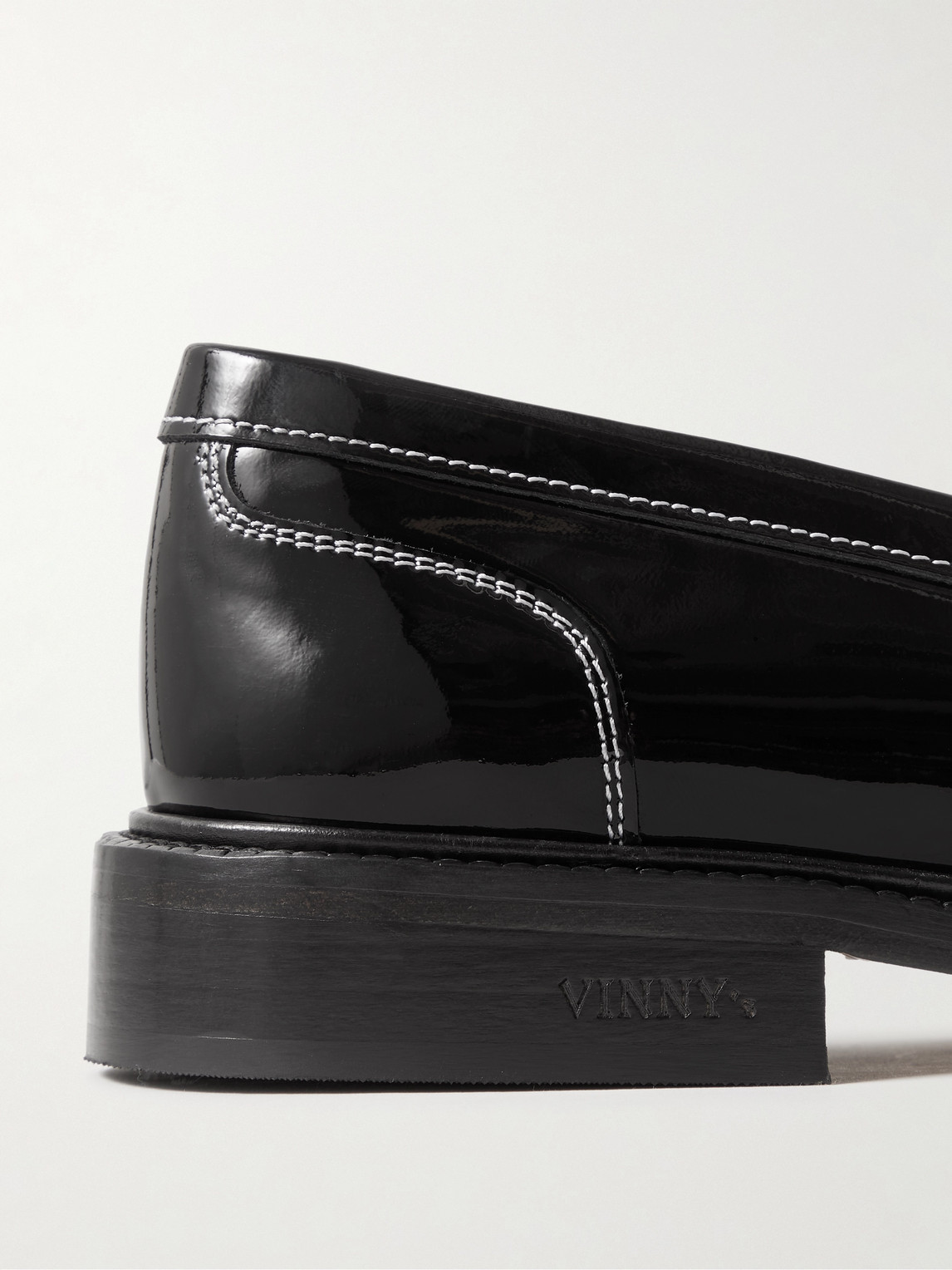 Shop Vinny's Townee Patent-leather Penny Loafers In Black
