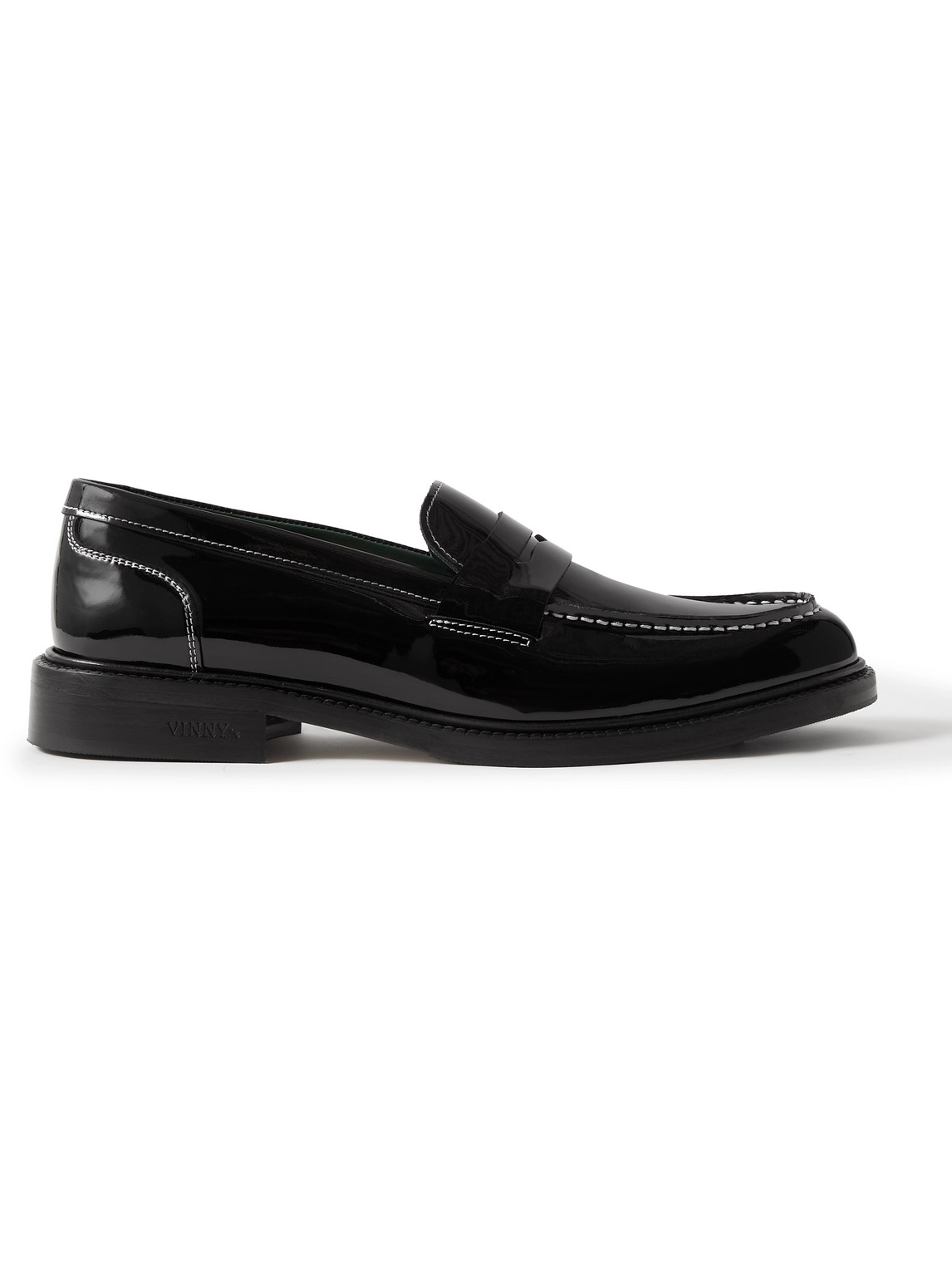 Vinny's Townee Patent-leather Penny Loafers In Black