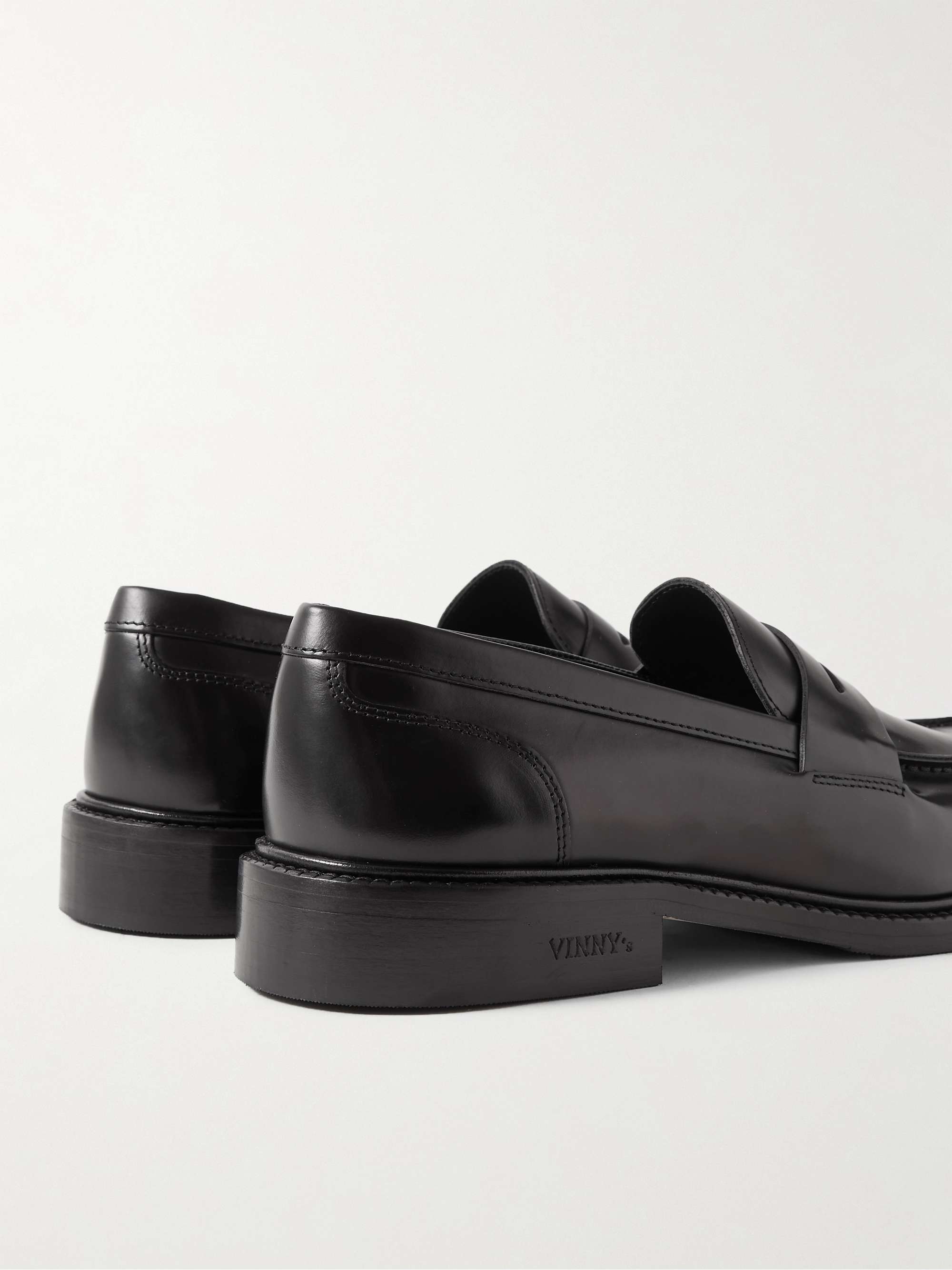 VINNY'S Townee Polished-Leather Penny Loafers