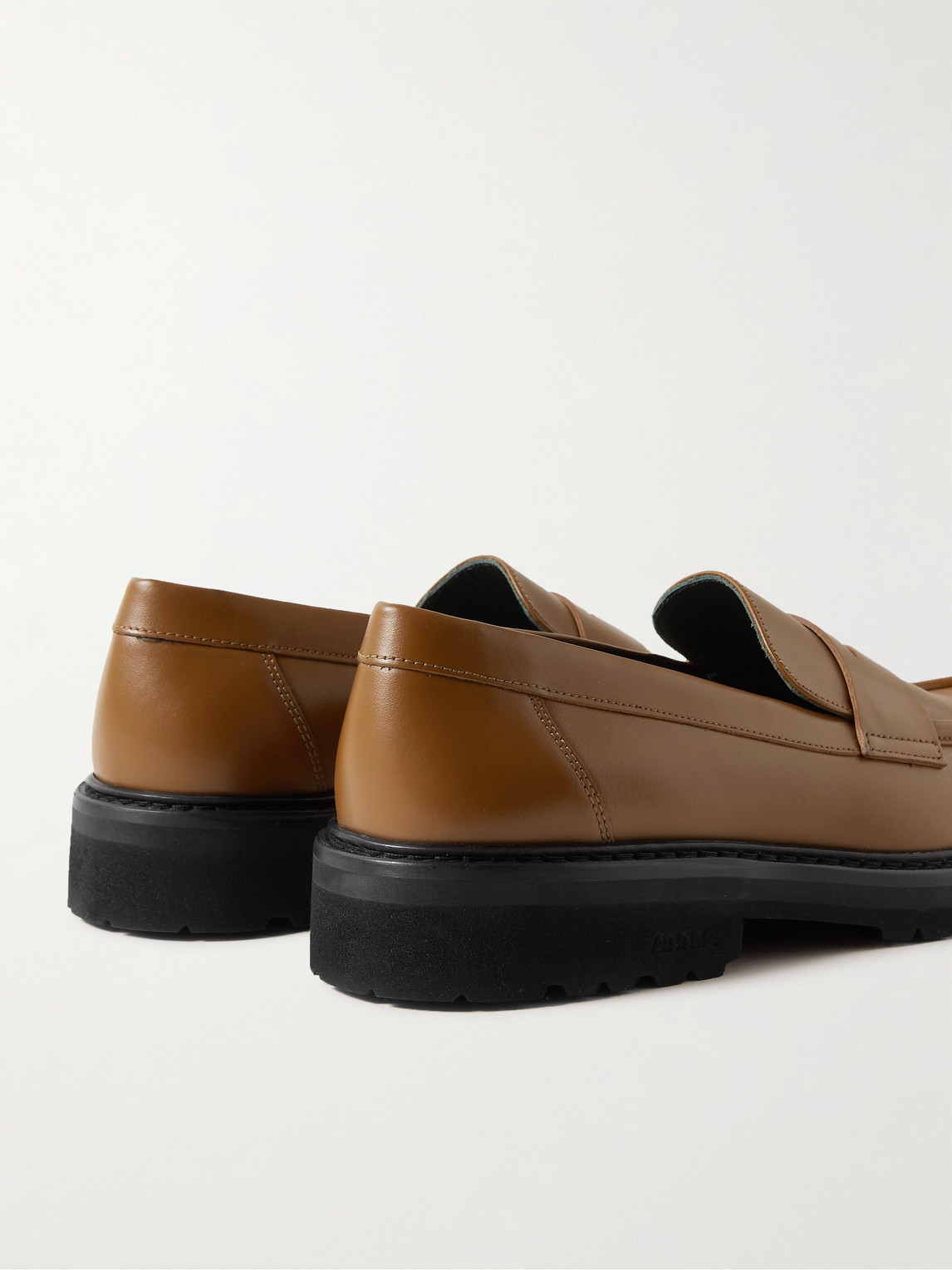 Shop Vinny's Richee Leather Penny Loafers In Brown