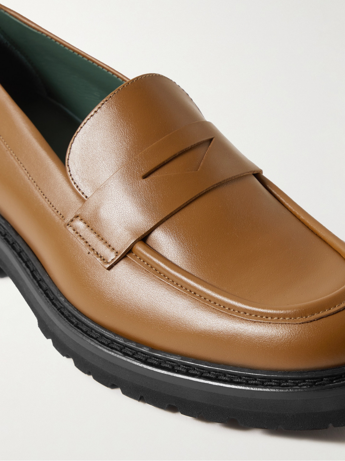 Shop Vinny's Richee Leather Penny Loafers In Brown