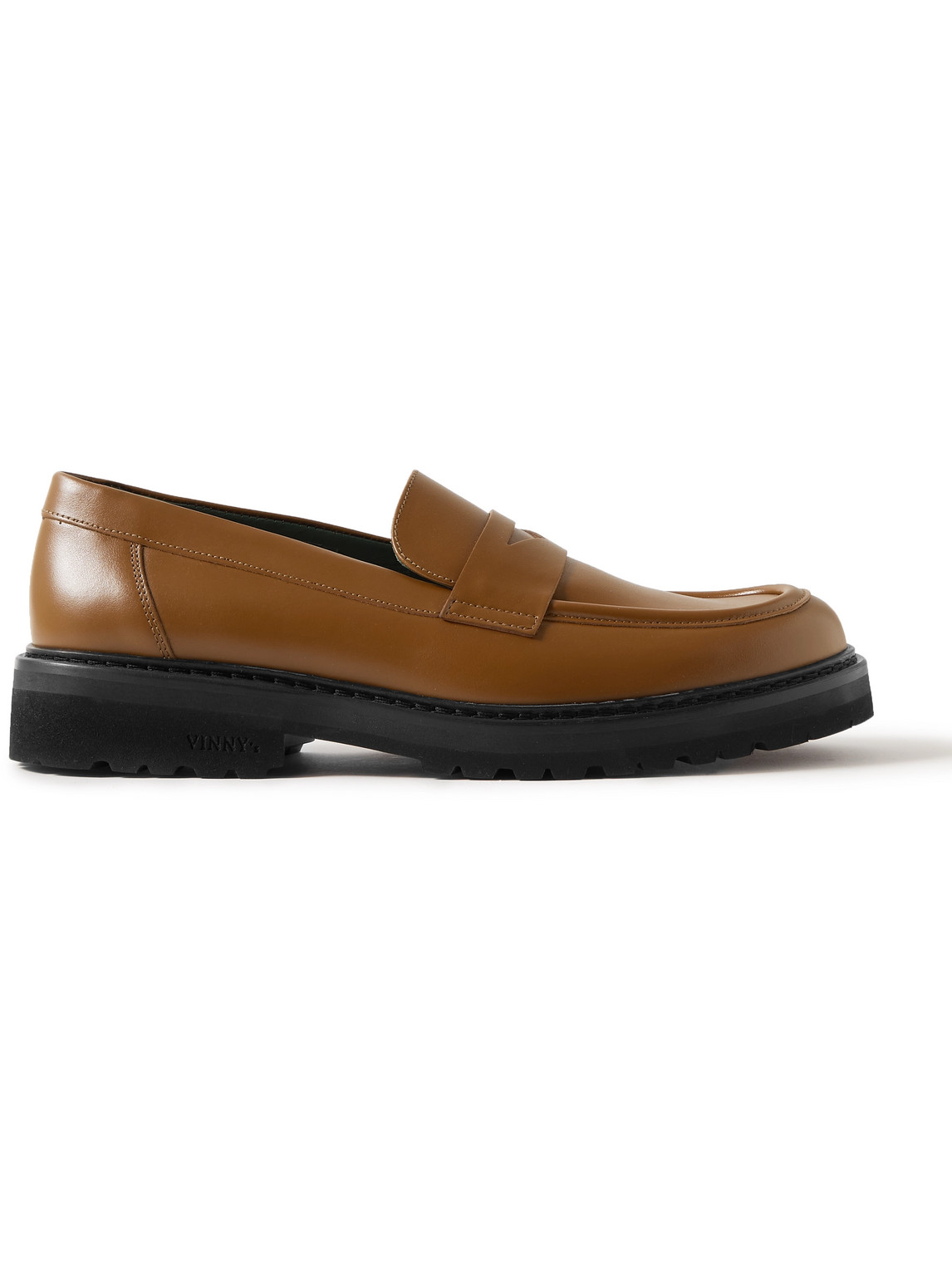 Vinny's Richee Leather Penny Loafers In Brown