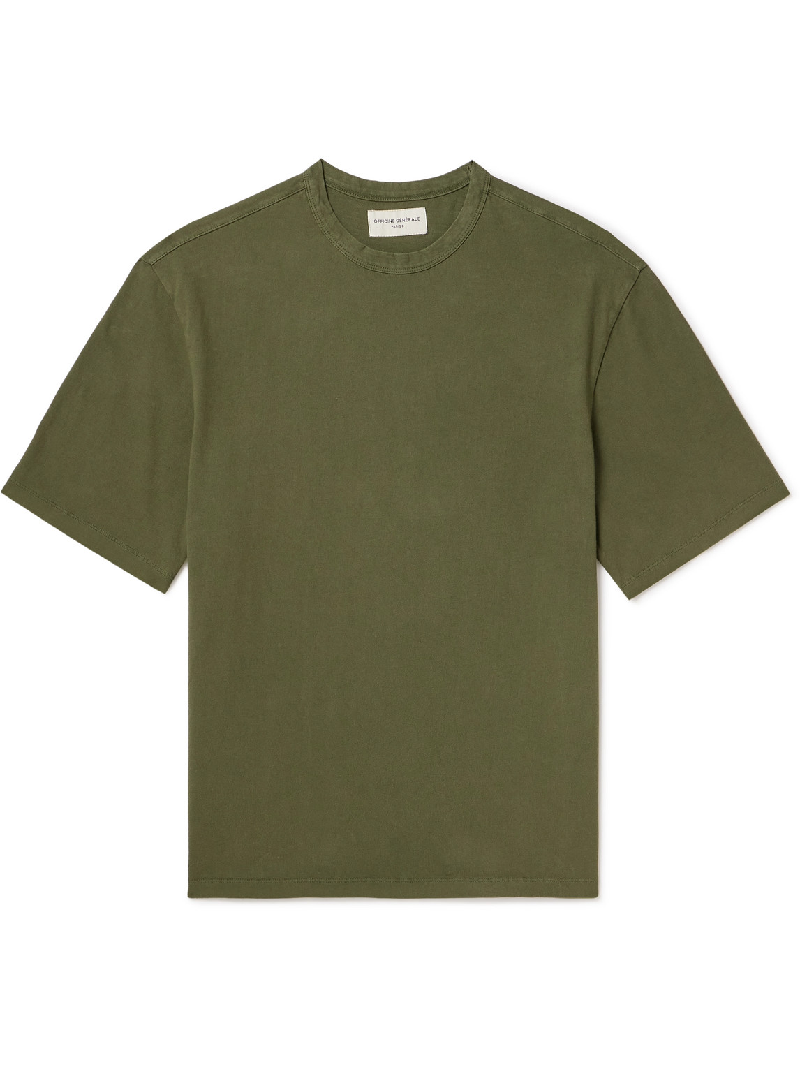 Officine Generale Benny Garment-dyed Cotton-jersey T-shirt In Green