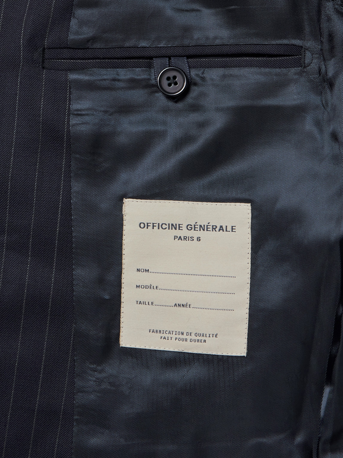 Shop Officine Generale 375 Pinstriped Wool-twill Suit Jacket In Blue