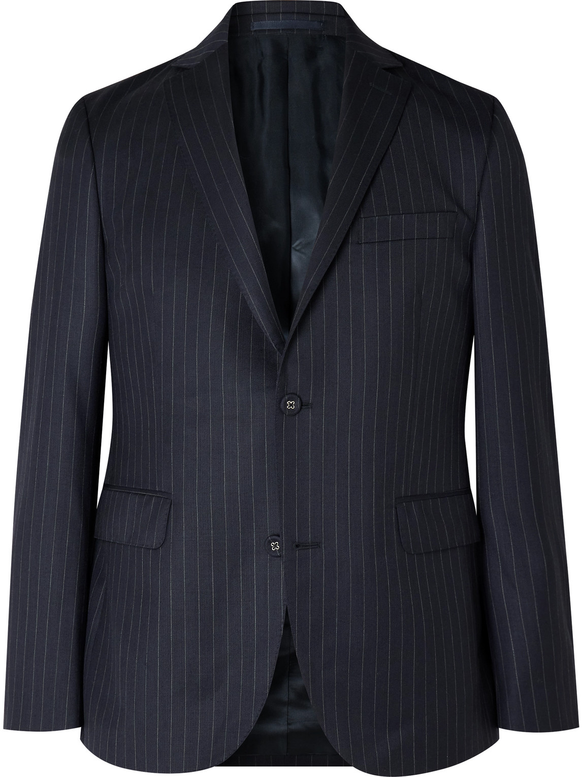 Officine Generale 375 Pinstriped Wool-twill Suit Jacket In Blue