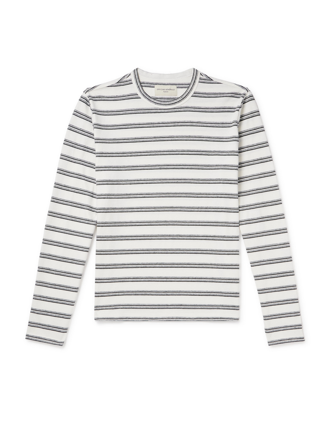 Officine Générale Striped Cotton and Linen-Blend T-Shirt