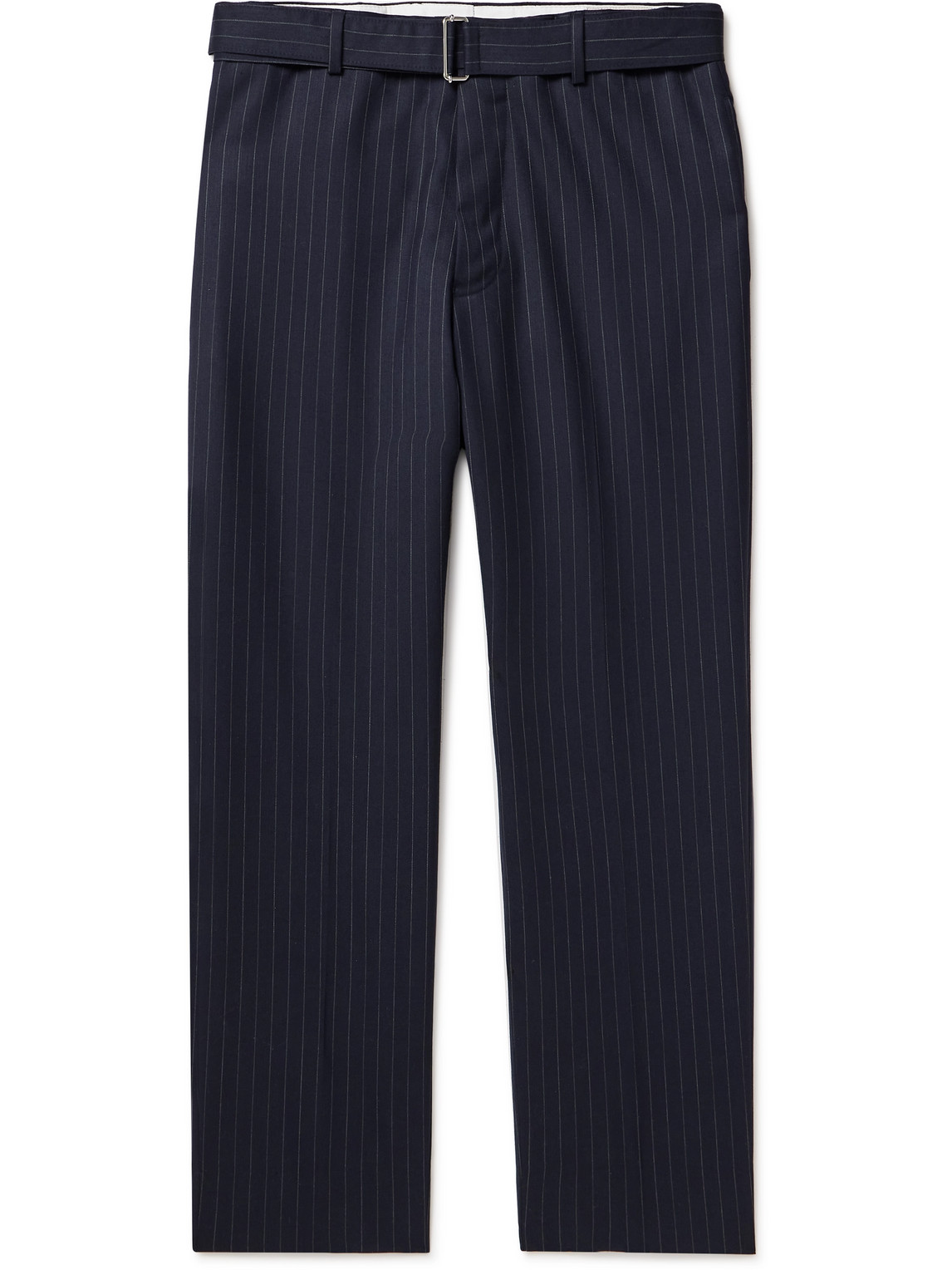 Officine Générale Hoche Straight-Leg Belted Pinstriped Wool-Twill Suit Trousers