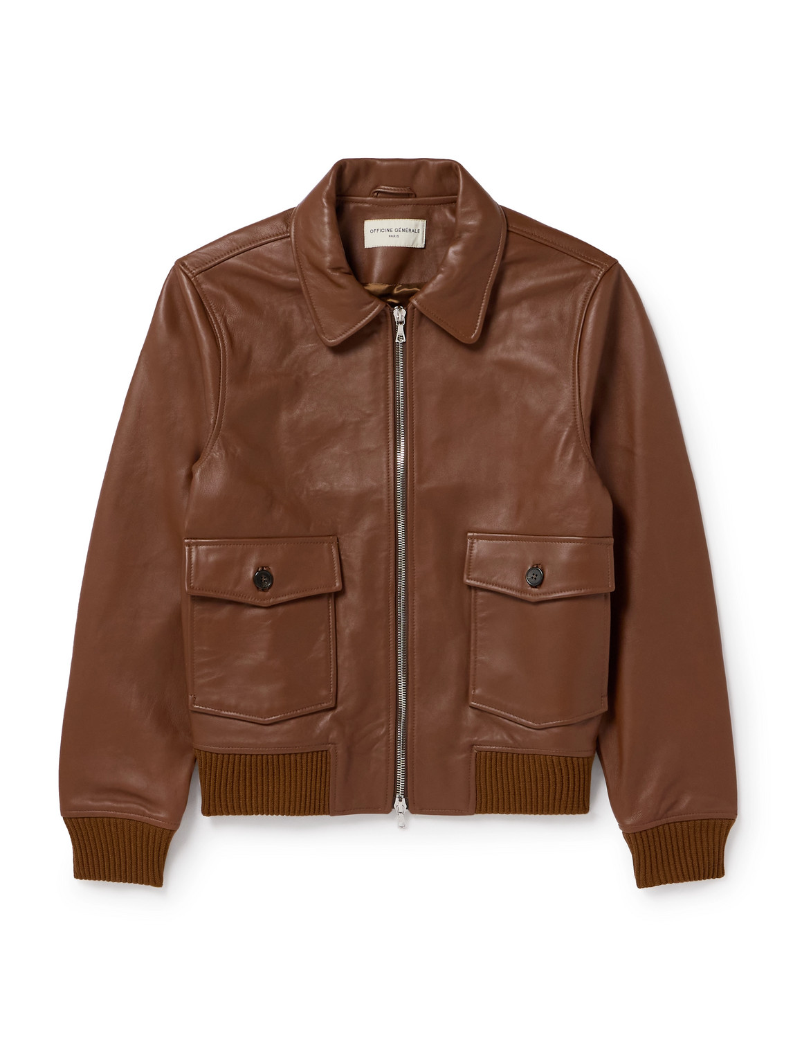 Officine Générale - Gianni Leather Bomber Jacket - Men - Brown - M