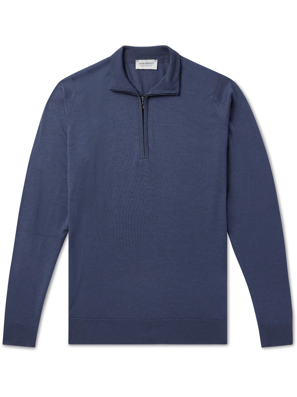 John Smedley Barrow Slim-fit Merino Wool Half-zip Sweater In Blue