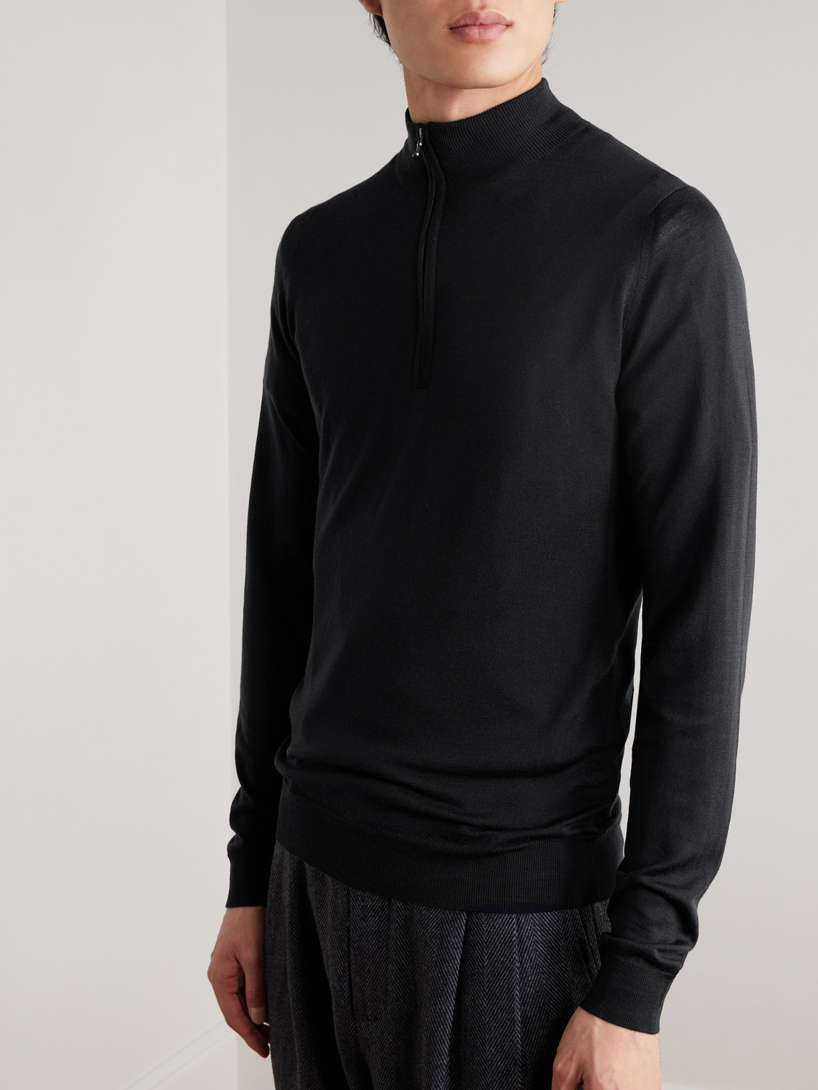 Slim-Fit Merino Wool Half-Zip Sweater