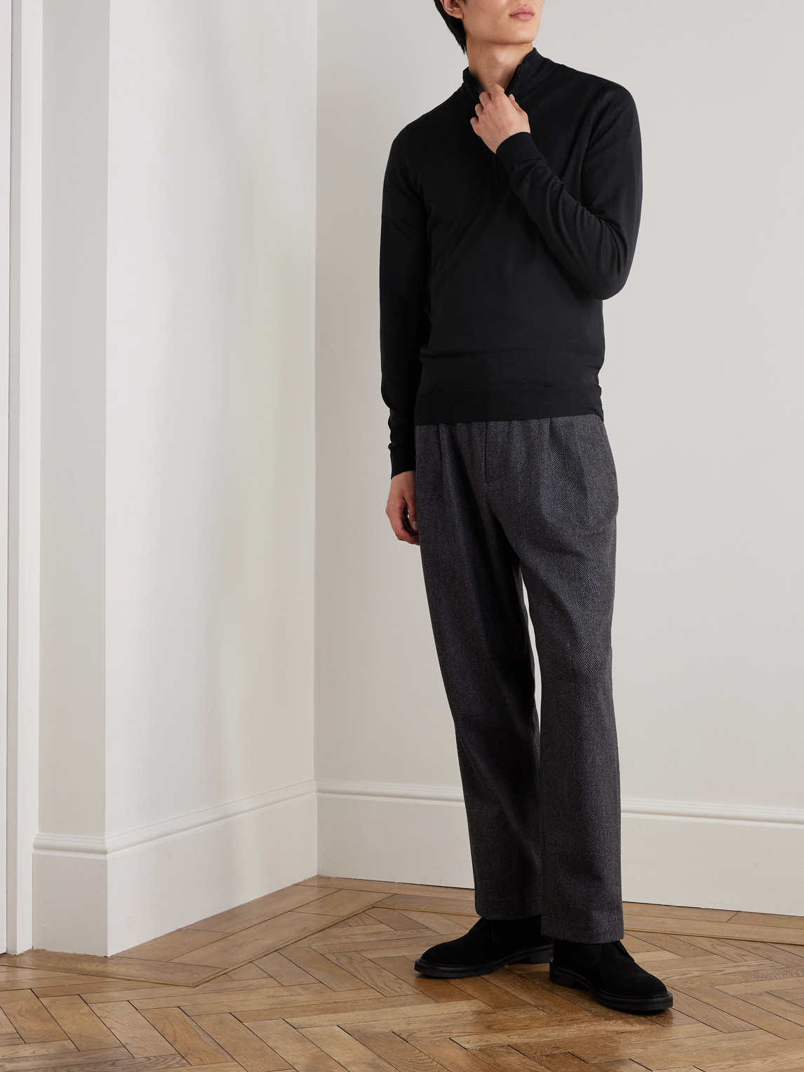 Slim-Fit Merino Wool Half-Zip Sweater
