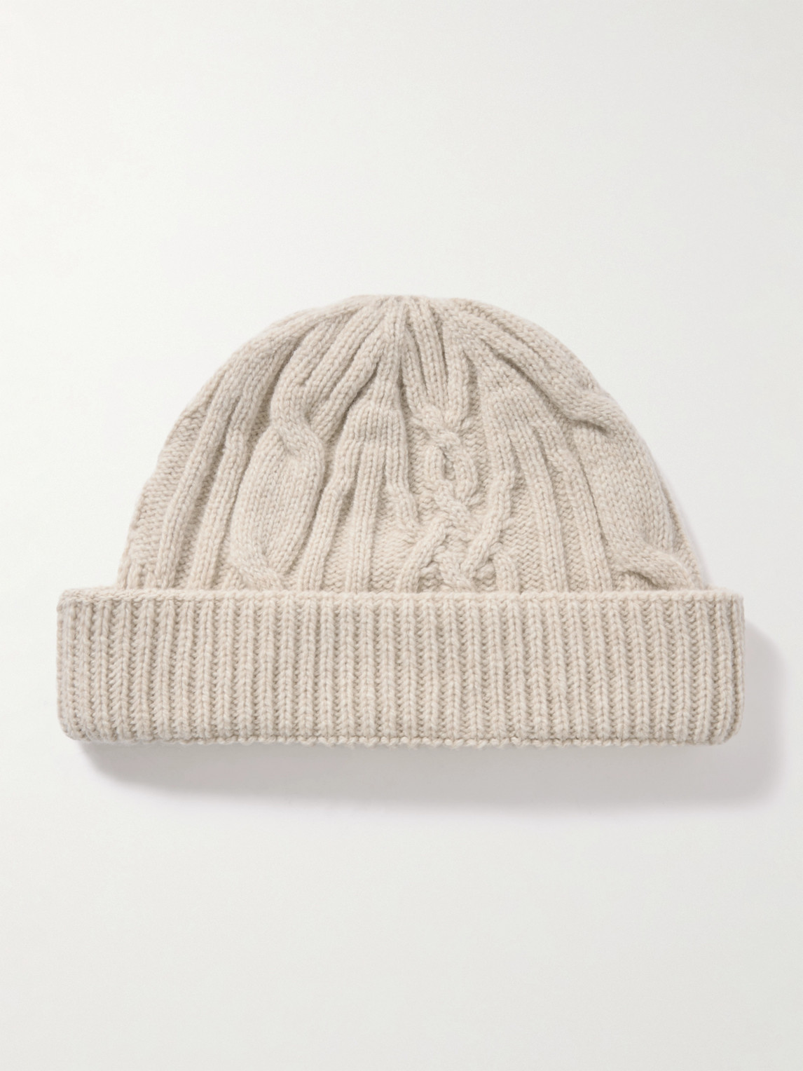 John Smedley Emery Cable-knit Recycled-cashmere And Merino Wool-blend Beanie In Neutral