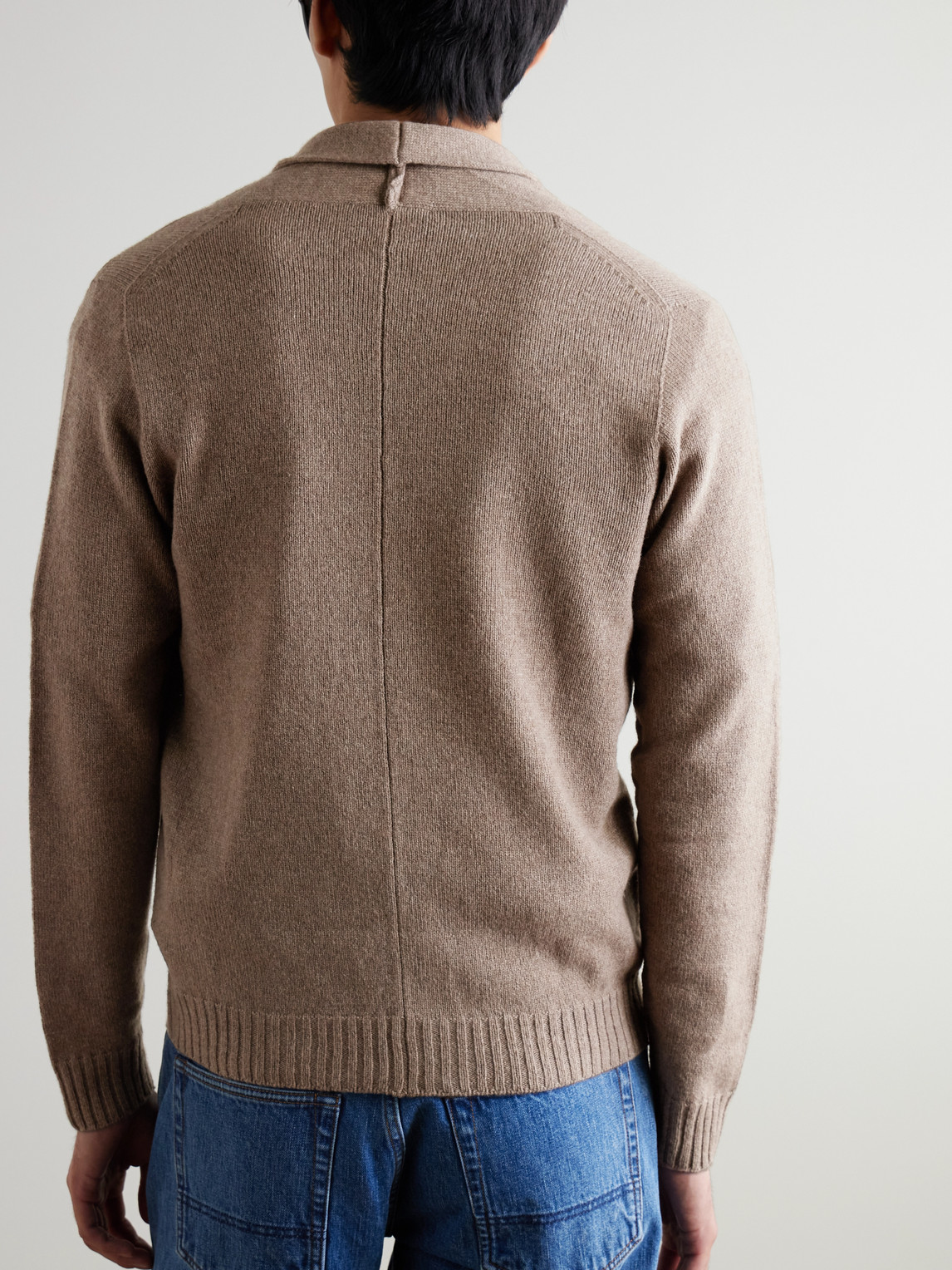 John Smedley Rockford Shawl-collar Recycled-cashmere And Merino Wool-blend Cardigan In Brown