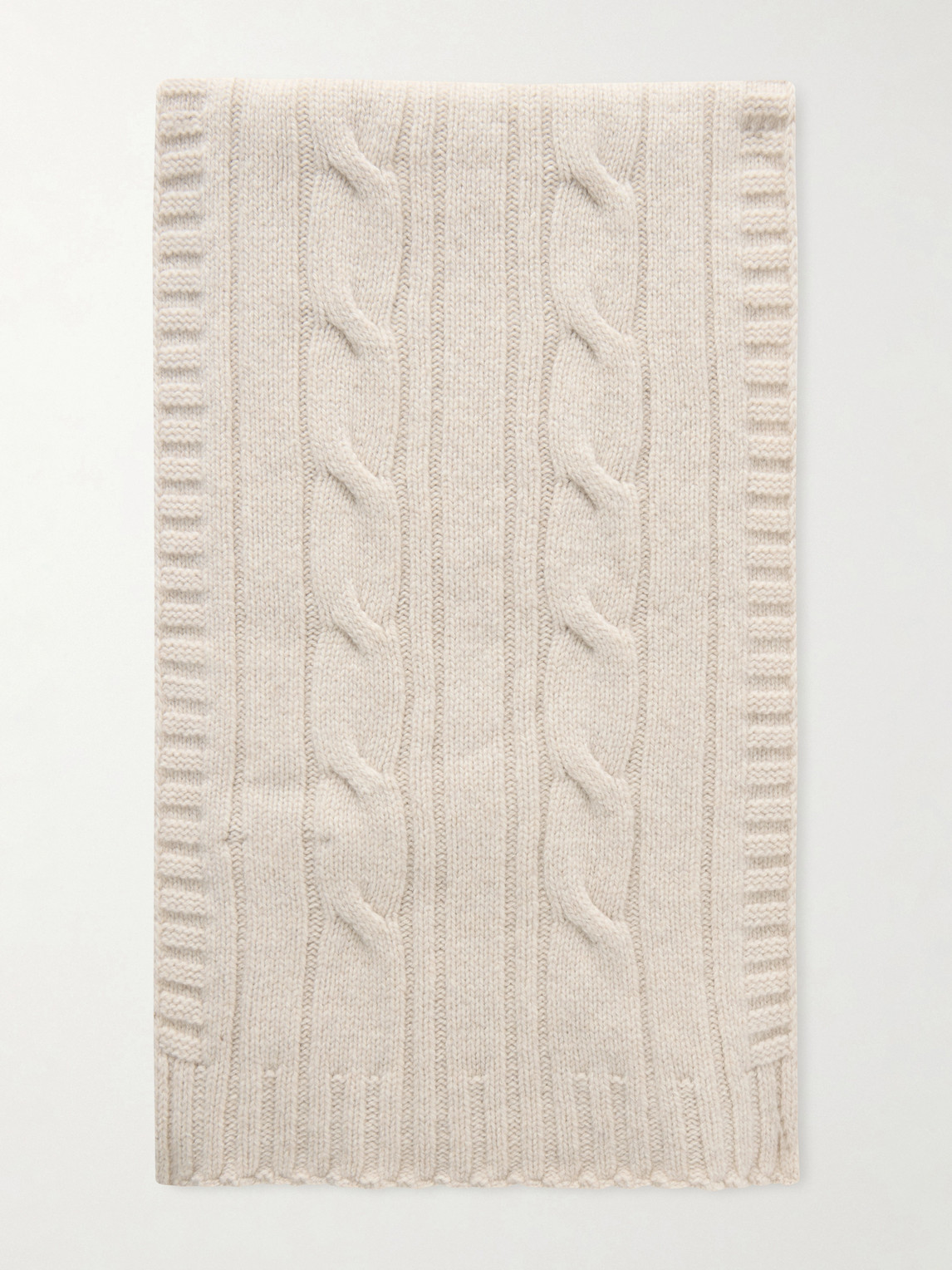 John Smedley Wooton Cable-knit Recycled-cashmere And Merino Wool-blend Scarf In Neutral