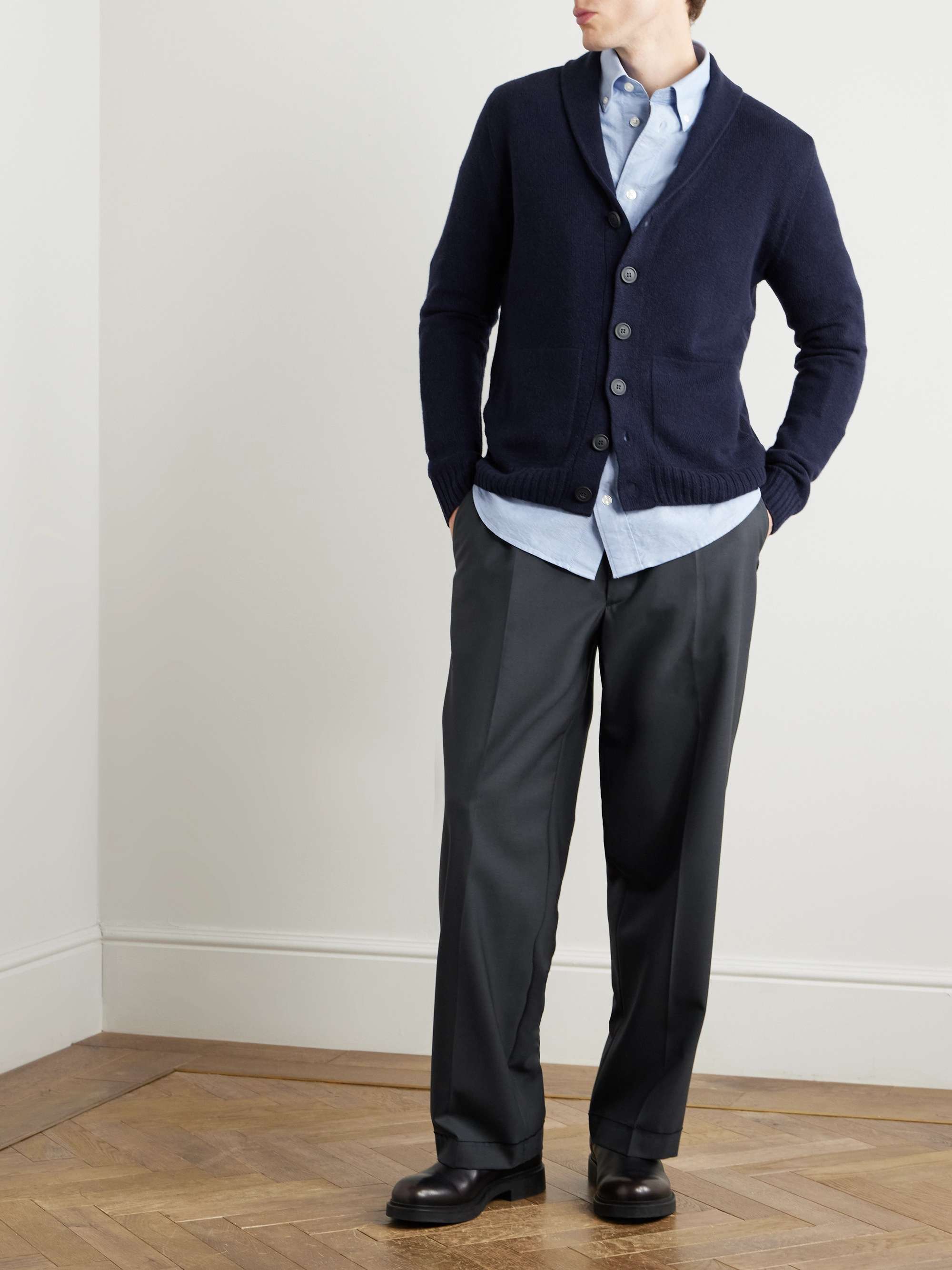 JOHN SMEDLEY Rockford Shawl-Collar Recycled-Cashmere and JOHN SMEDLEY Rockford Shawl-Collar Recycled-Cashmere and